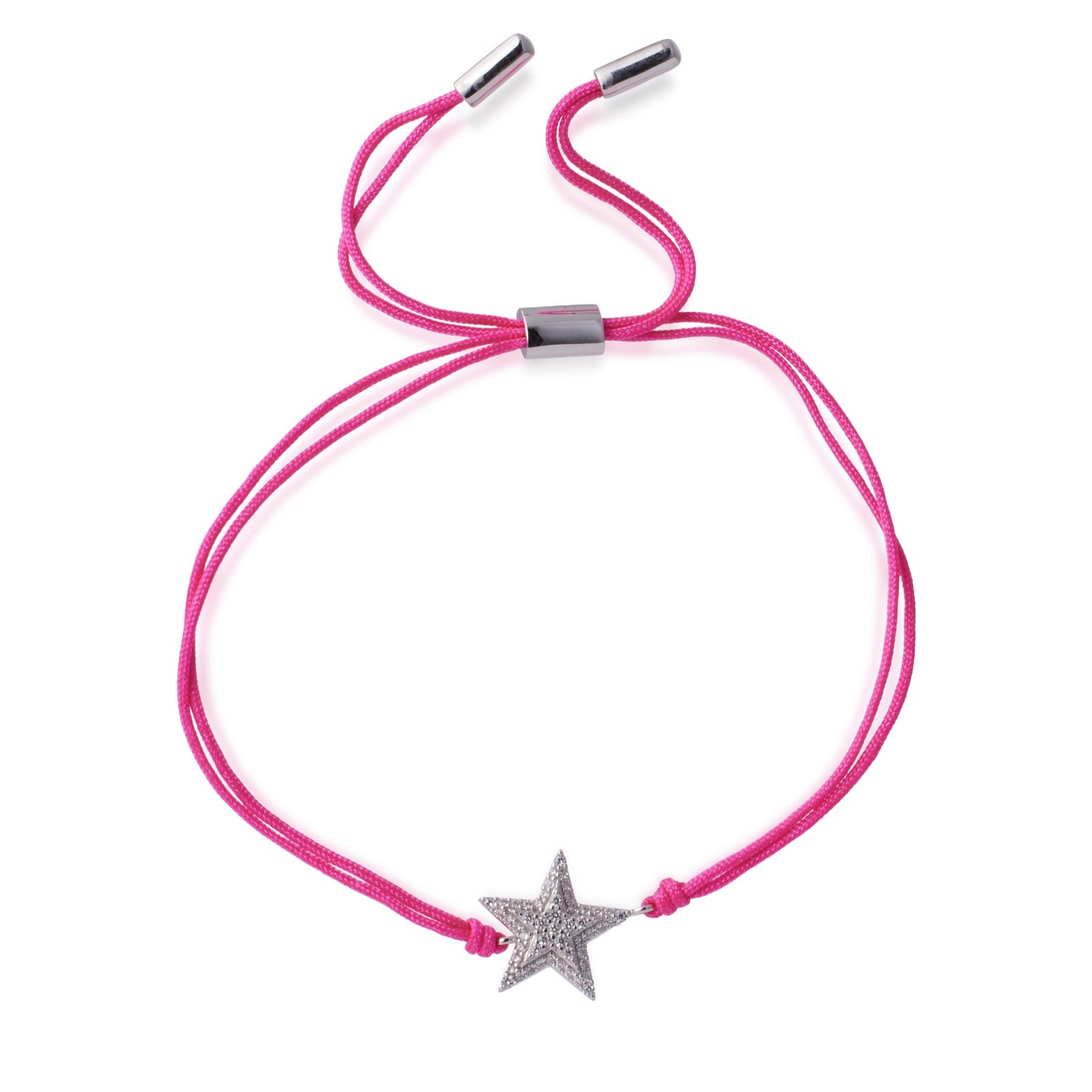 Diamonique 0.18ct Corded Charm Bracelet Sterling Silver