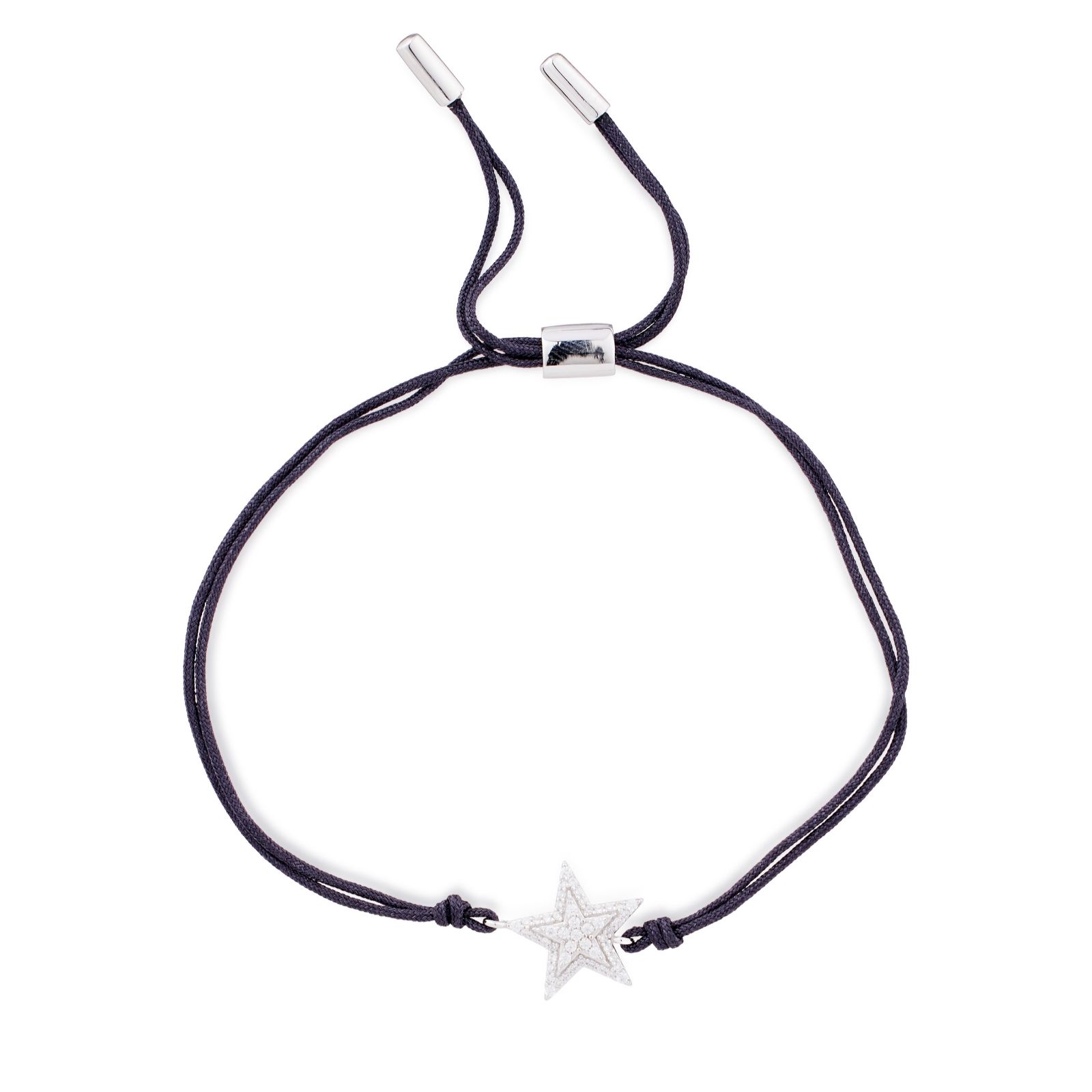 Diamonique 0.18ct Corded Charm Bracelet Sterling Silver