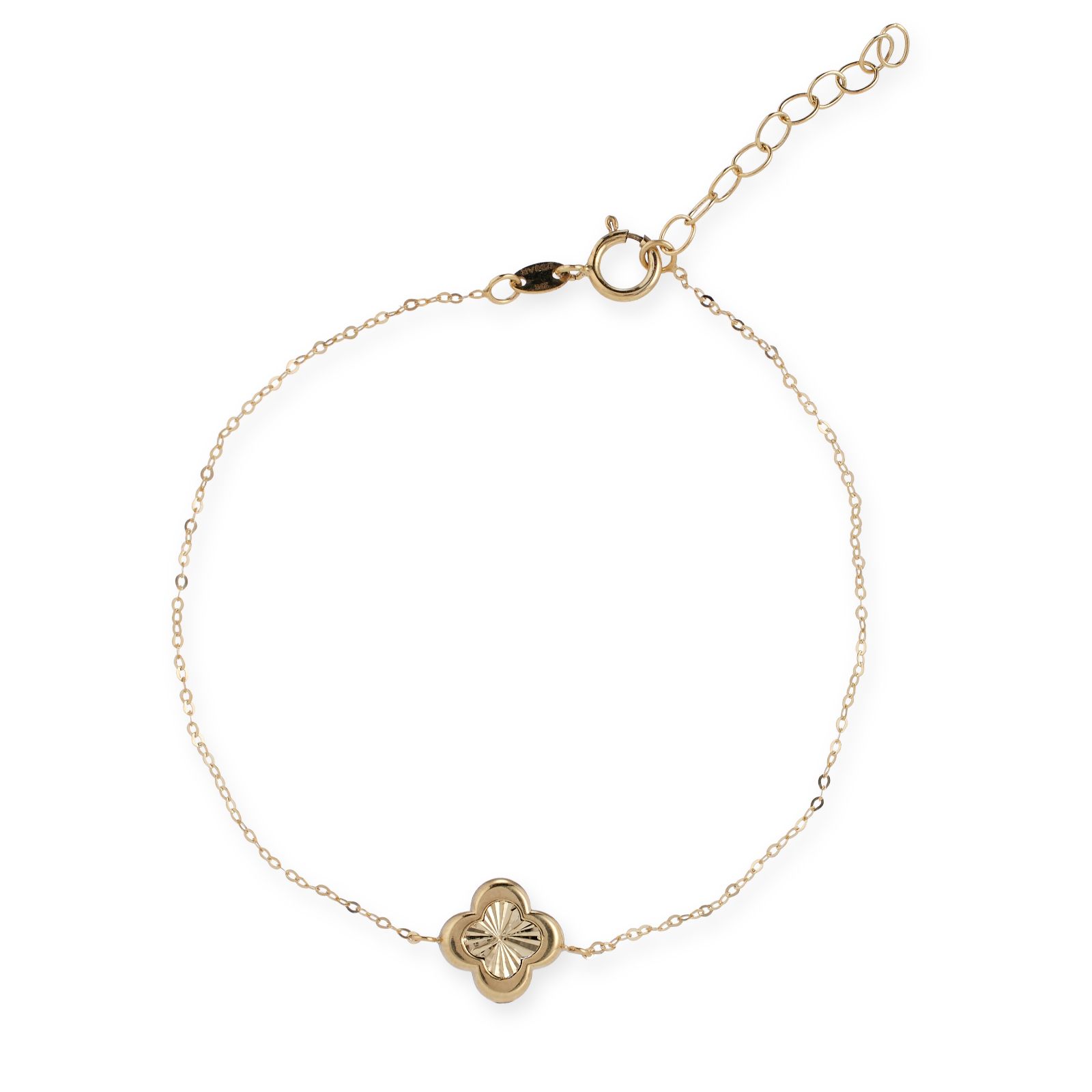 GOLD 9ct Italian Gold Clover Bracelet 0.85g