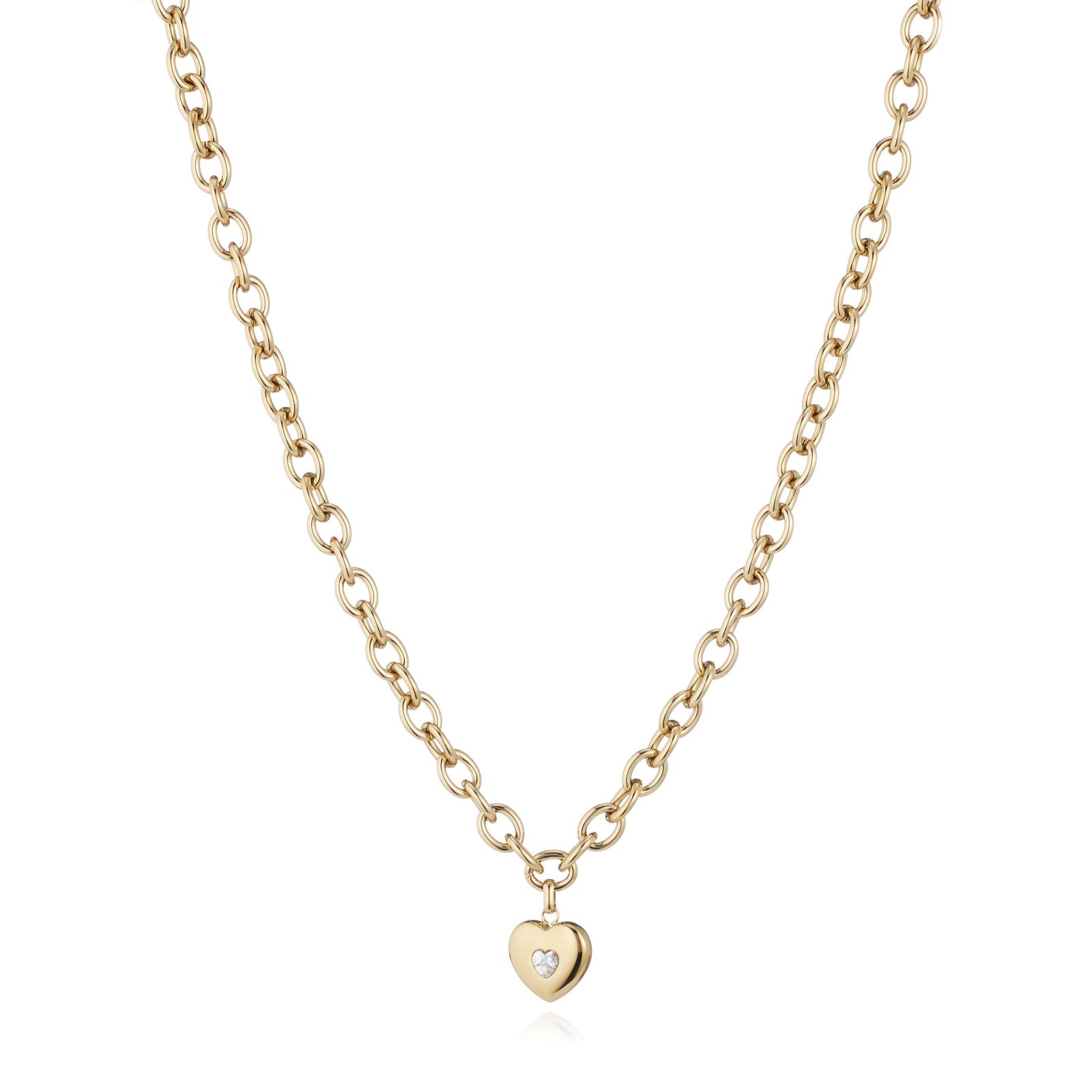 Steel by Diamonique Chunky Chain Link Motif Necklace Stainless Steel