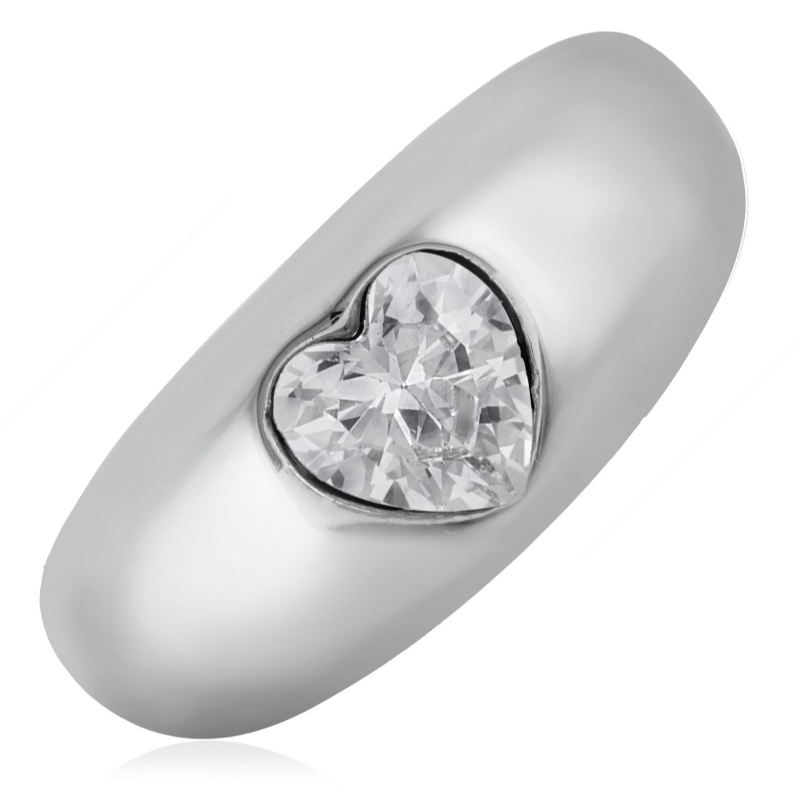 Steel by Diamonique Heart Cut Signet Ring Stainless Steel