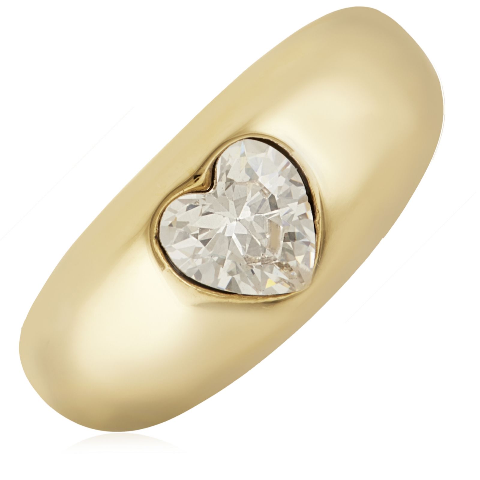 Steel by Diamonique Heart Cut Signet Ring Stainless Steel