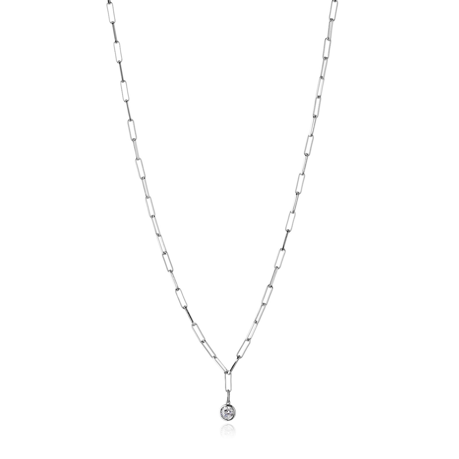 Diamonique 0.9ct tw Bezel Set Chain Link Necklace Sterling Silver