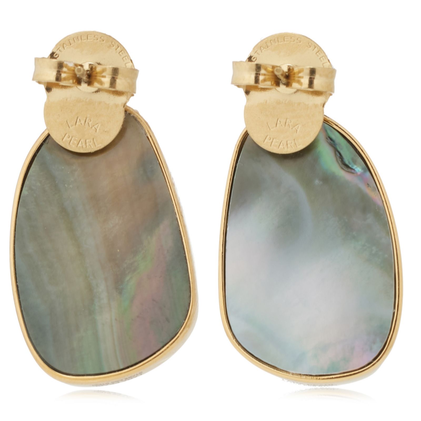 Lara Pearl Mother of Pearl Reversible Earrings Stainless Steel