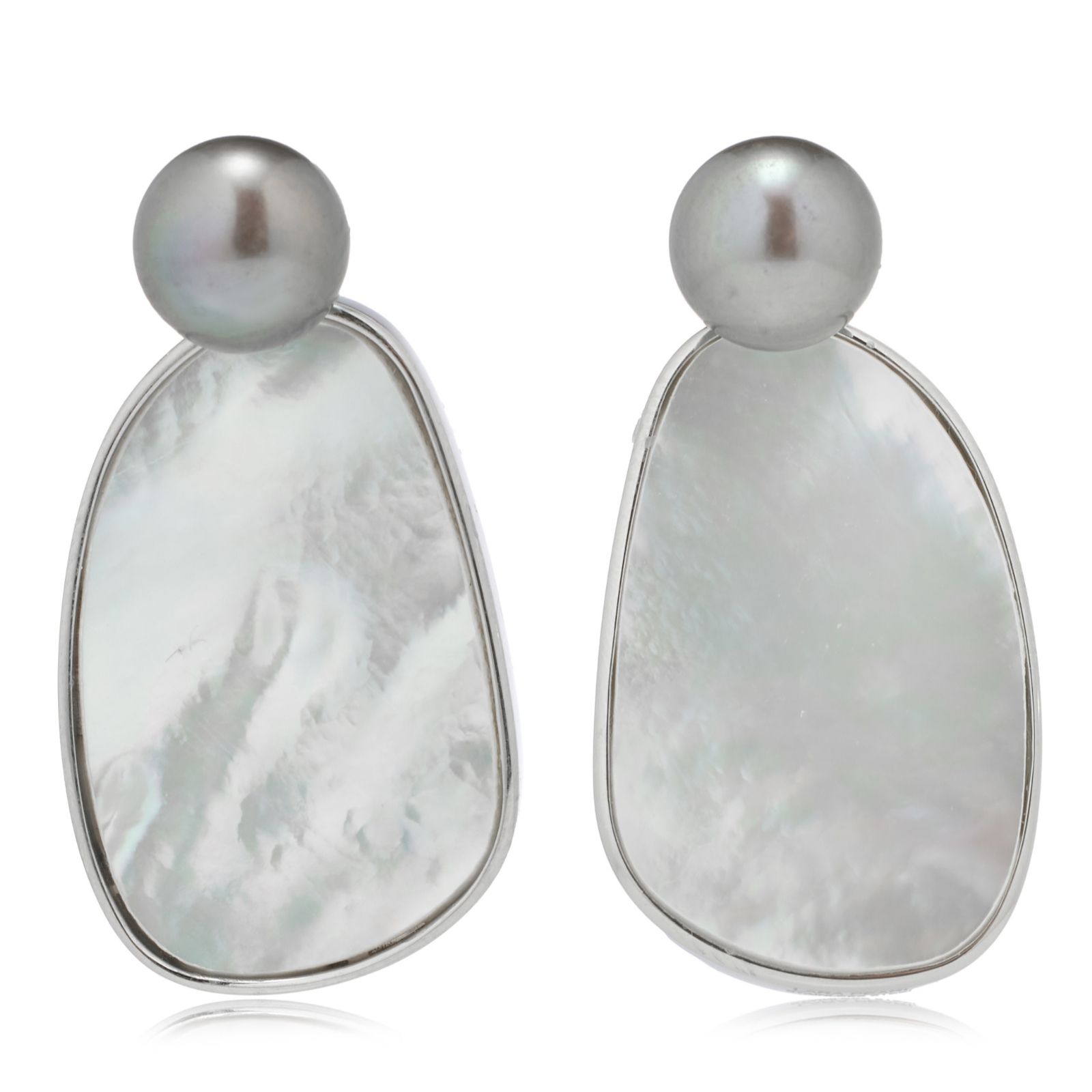 Lara Pearl Mother of Pearl Reversible Earrings Stainless Steel