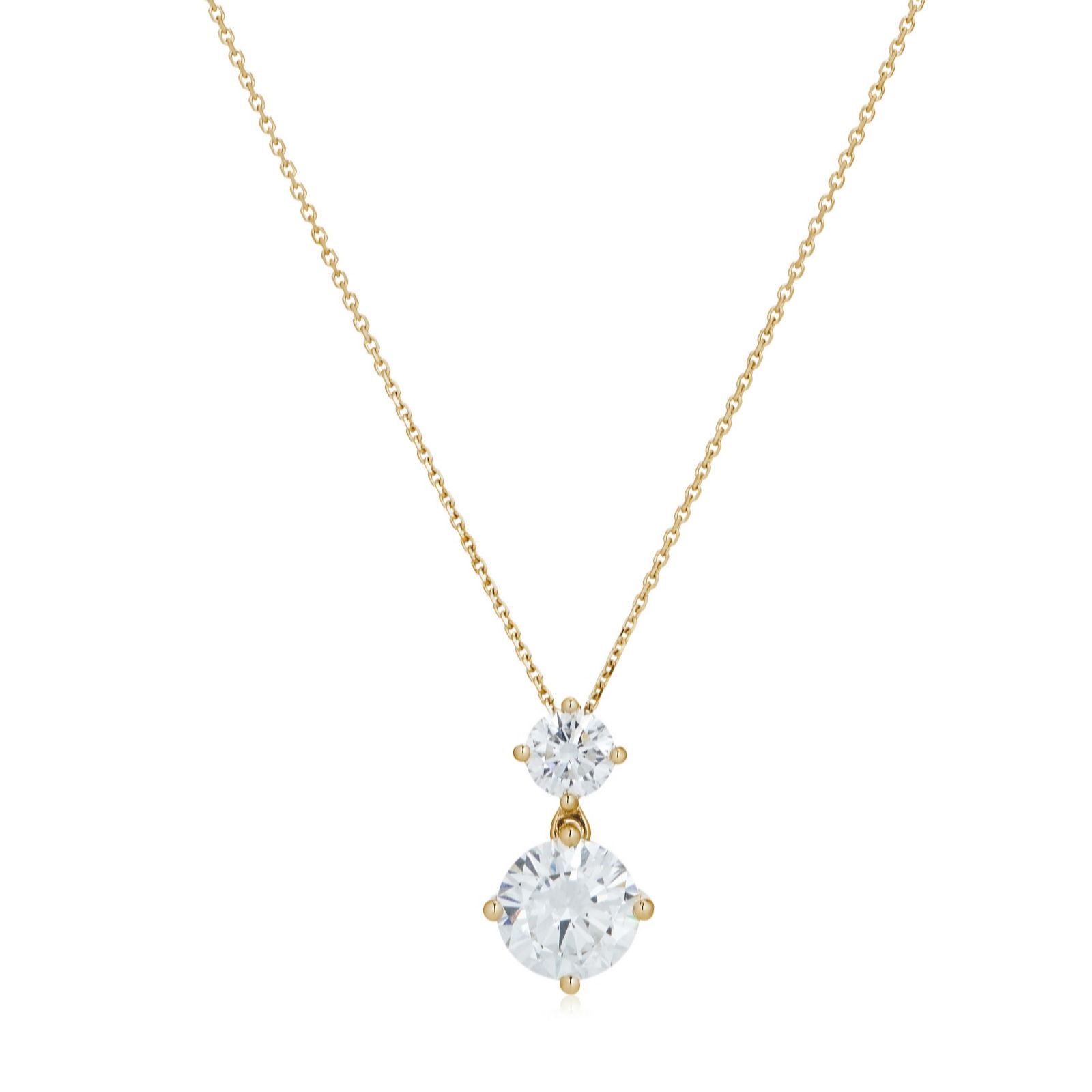 Fire Light 5ct Lab Grown Diamond 2 Stone Pendant & Chain 9ct Gold