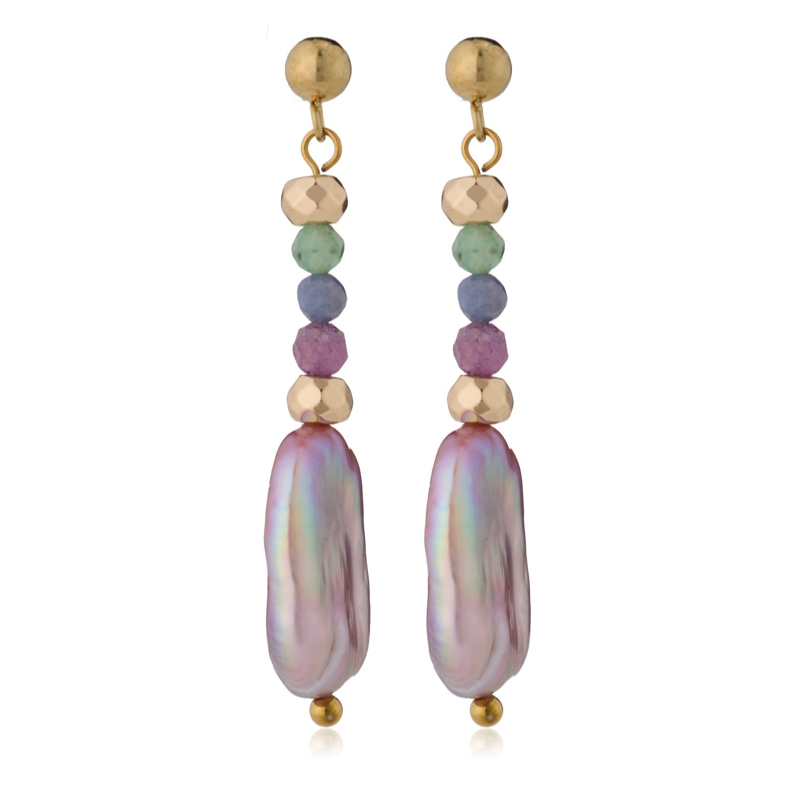 Lara Pearl 11-12mm Square Coin Pearl Drop Earring Stainless Steel