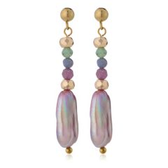 Lara Pearl 11-12mm Square Coin Pearl Drop Earring Stainless Steel