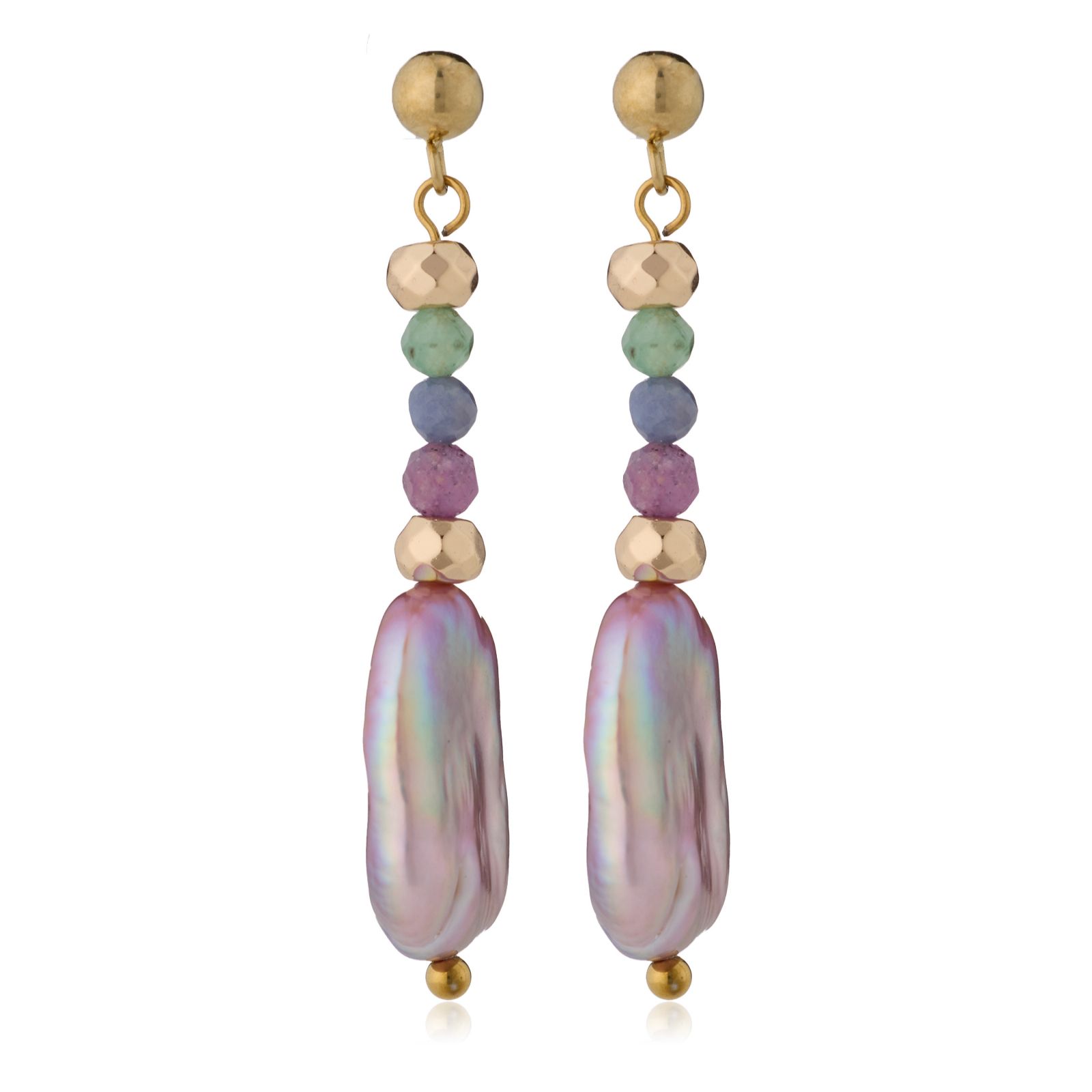 Lara Pearl 11-12mm Square Coin Pearl Drop Earring Stainless Steel