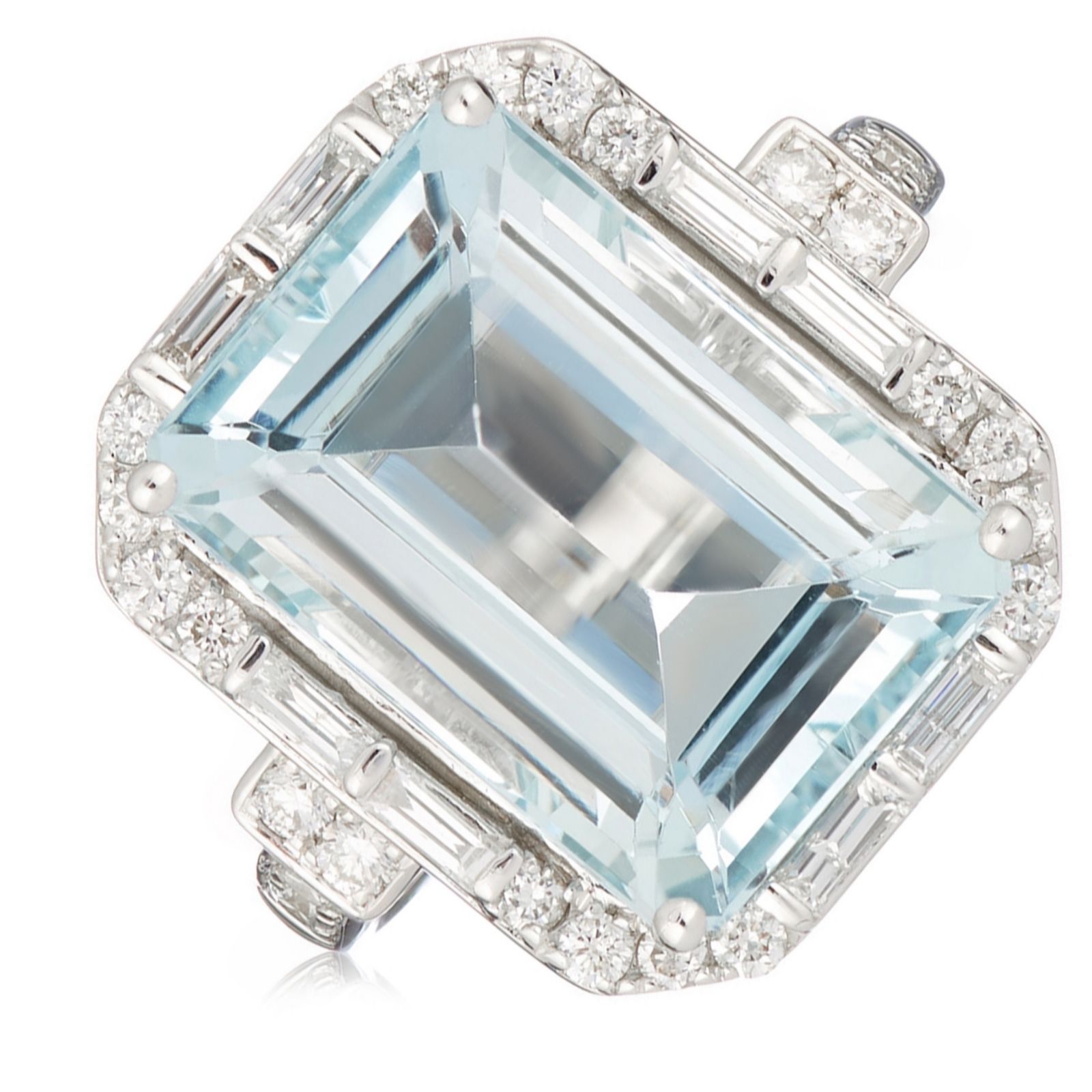 7 00ct Aquamarine Octagon Cut 0 50ct Diamonds Ring 14ct Gold Qvc Uk