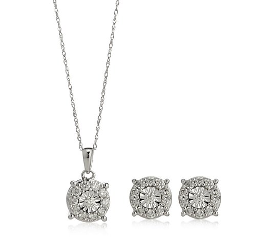 1.00ct Diamond Solitaire Earrings & Pendant Necklace Set 9ct Gold