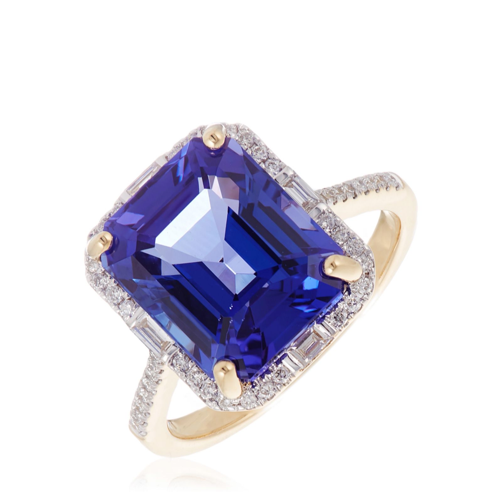 Outlet 6.50ct AAAA Tanzanite Octagon 0.30ct Diamond Mixed Ring 18ct ...
