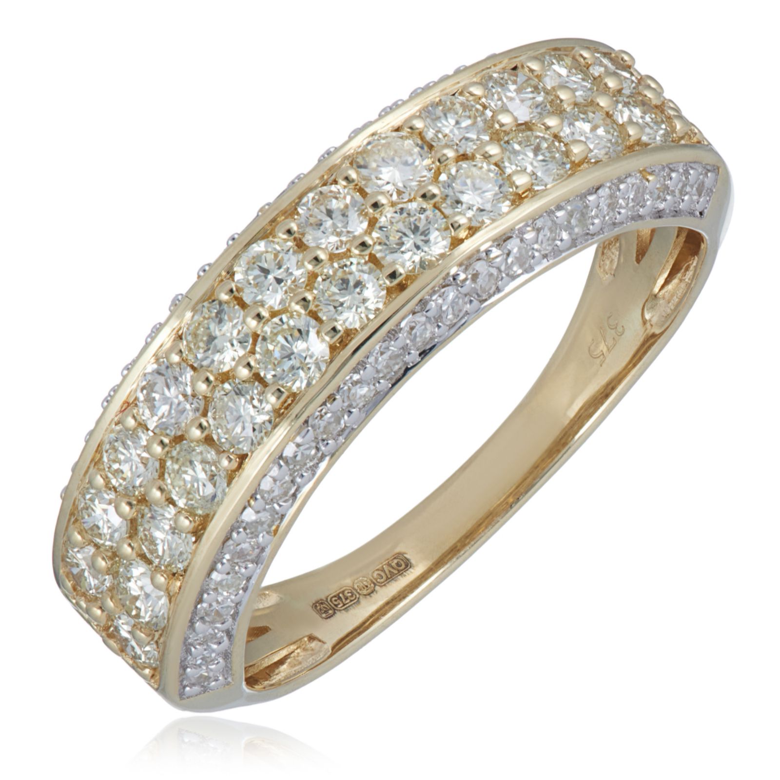 0.80ct Yellow Diamond and 0.20ct Diamond Band Ring 9ct Gold