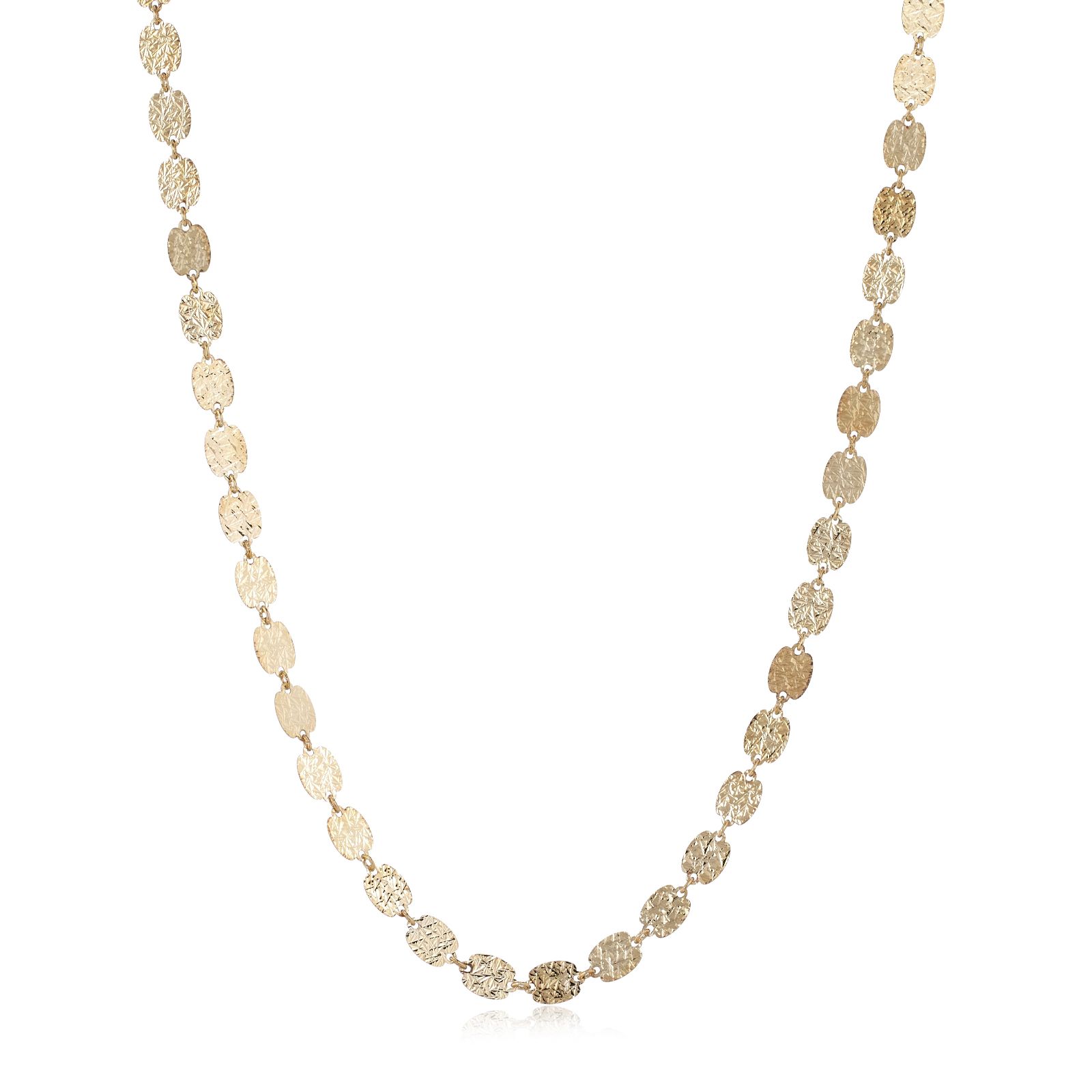 GOLD 9ct Italian Gold Hammer Finish Goccia Necklace 4.46g