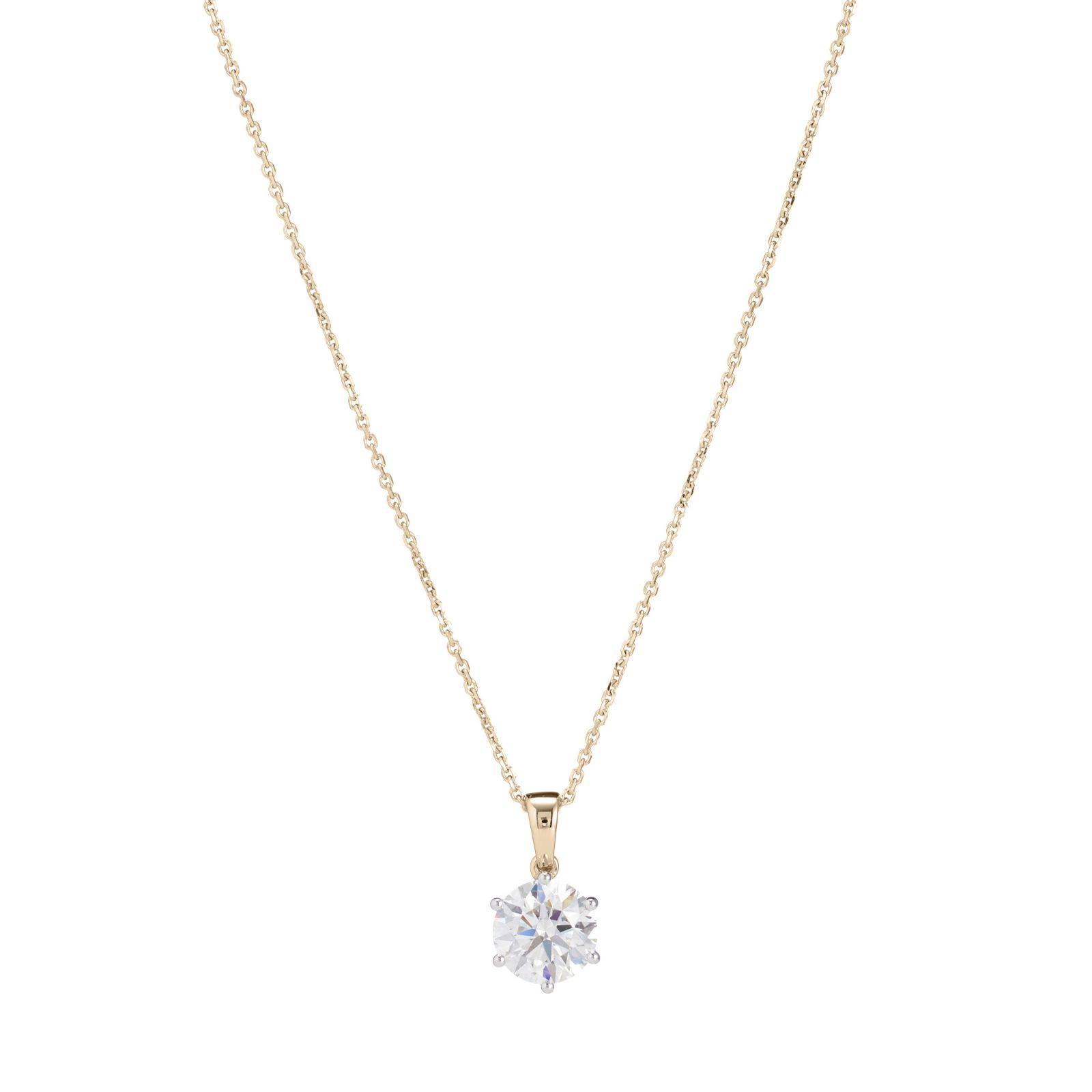Fire Light 2ct Lab Grown Diamond Solitaire Pendant & 45cm Chain 9ct Gold