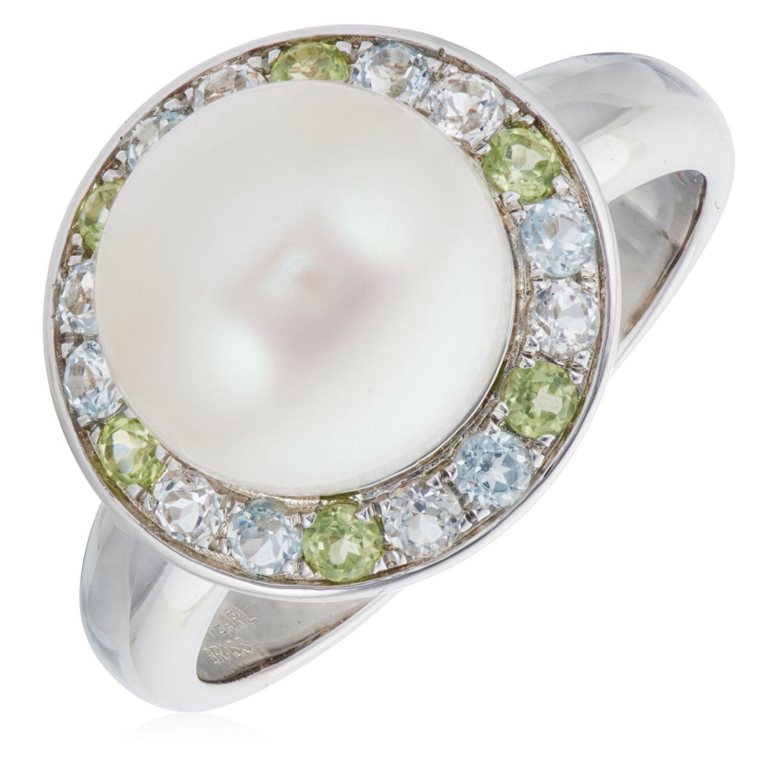 Lara Pearl 10mm Button Pearl and Semi Precious Ring
