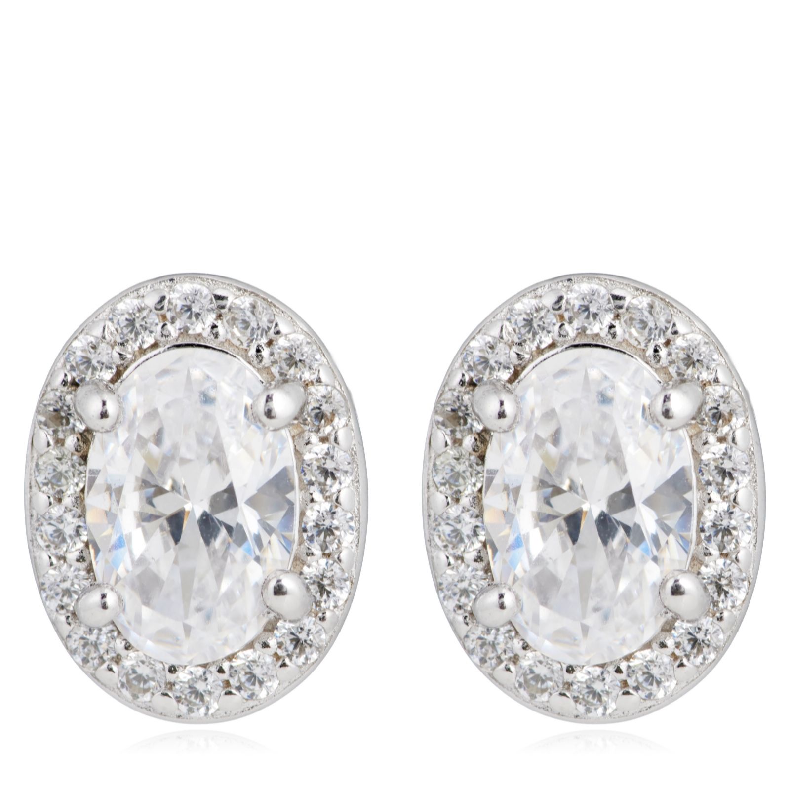 Diamonique 1.8ct tw Halo Oval Studs