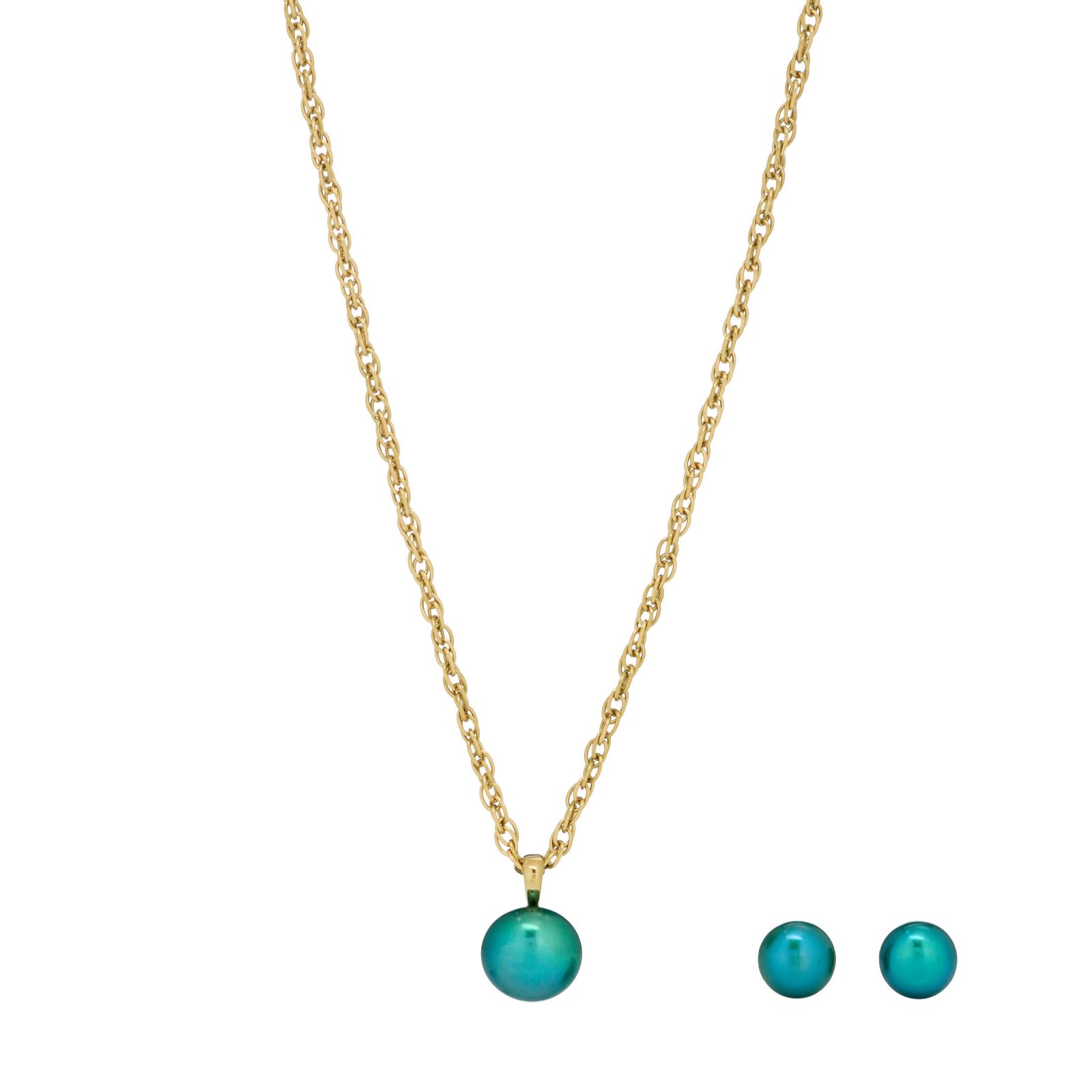 Lara Pearl 11 & 8mm Stud & Pendant & Chain Set Stainless Steel