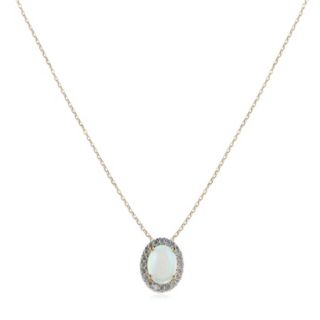 1.25ct Ethiopian Opal & 0.25ct Diamond Pendant & Chain 9ct Gold