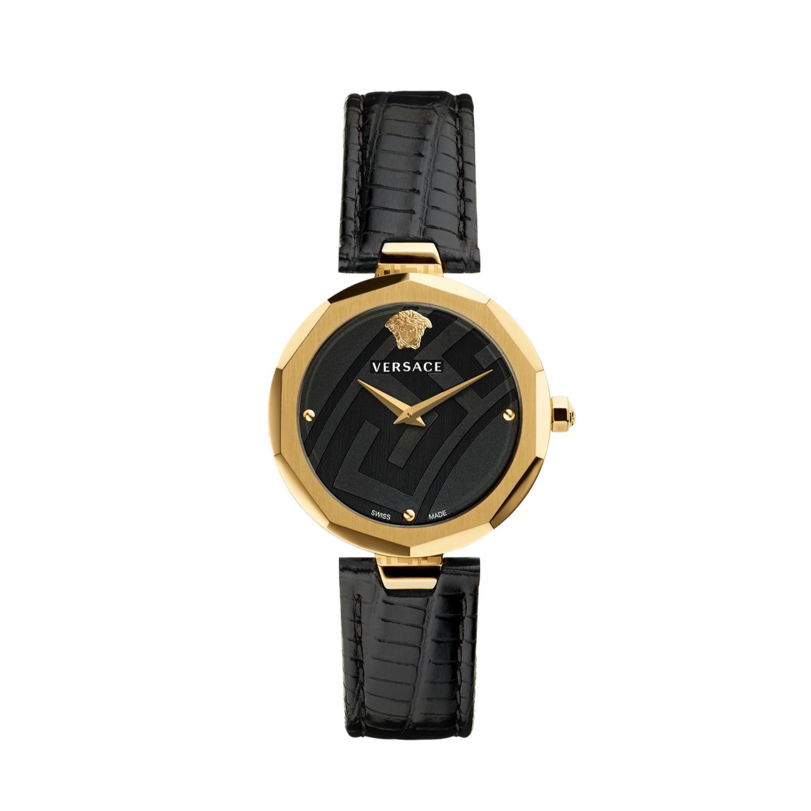 Versace Idyia Satin Dial Butterfly Buckle Leather Strap Watch QVC UK