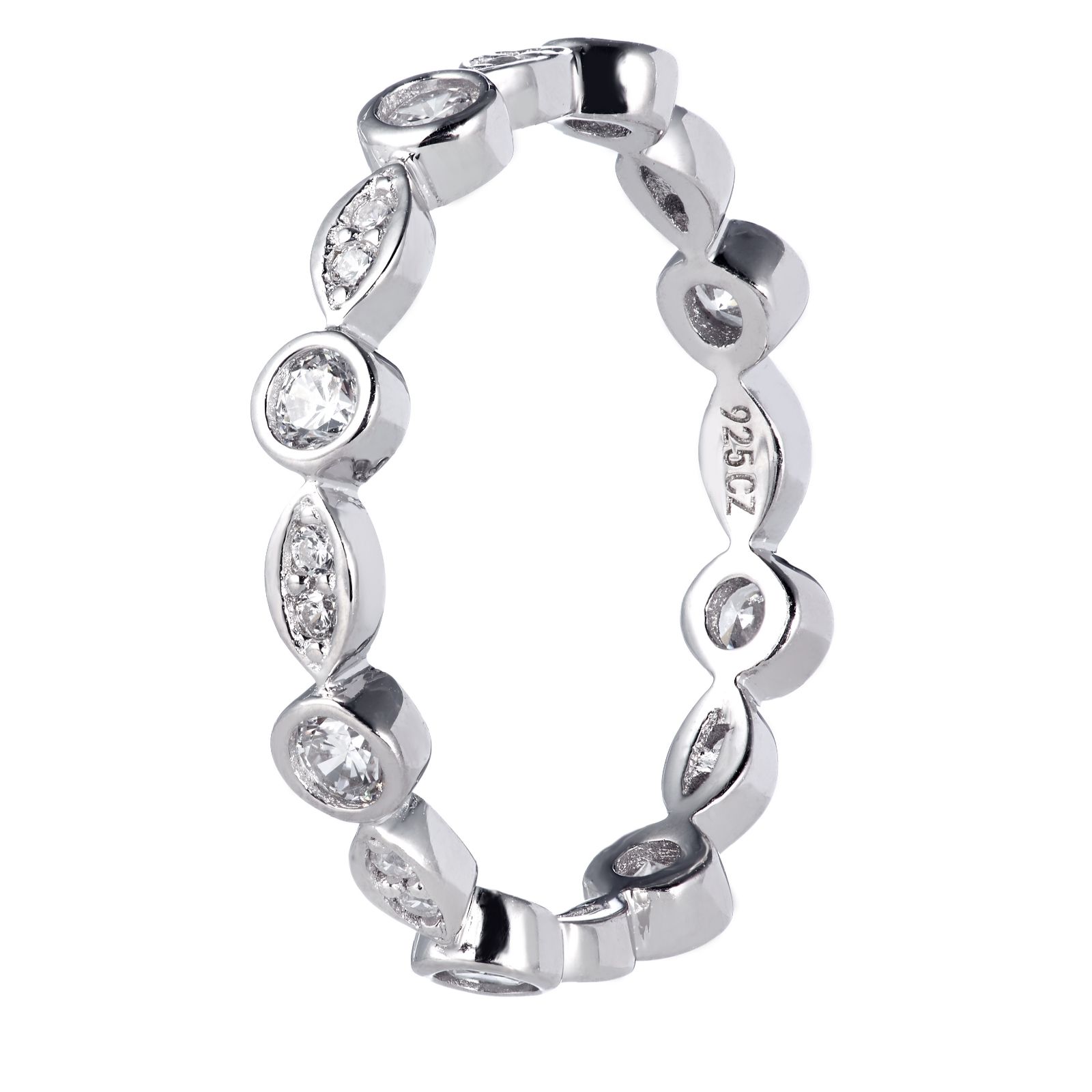 Outlet Diamonique 1.8ct tw Set of 3 Stacking Rings Sterling Silver - QVC UK