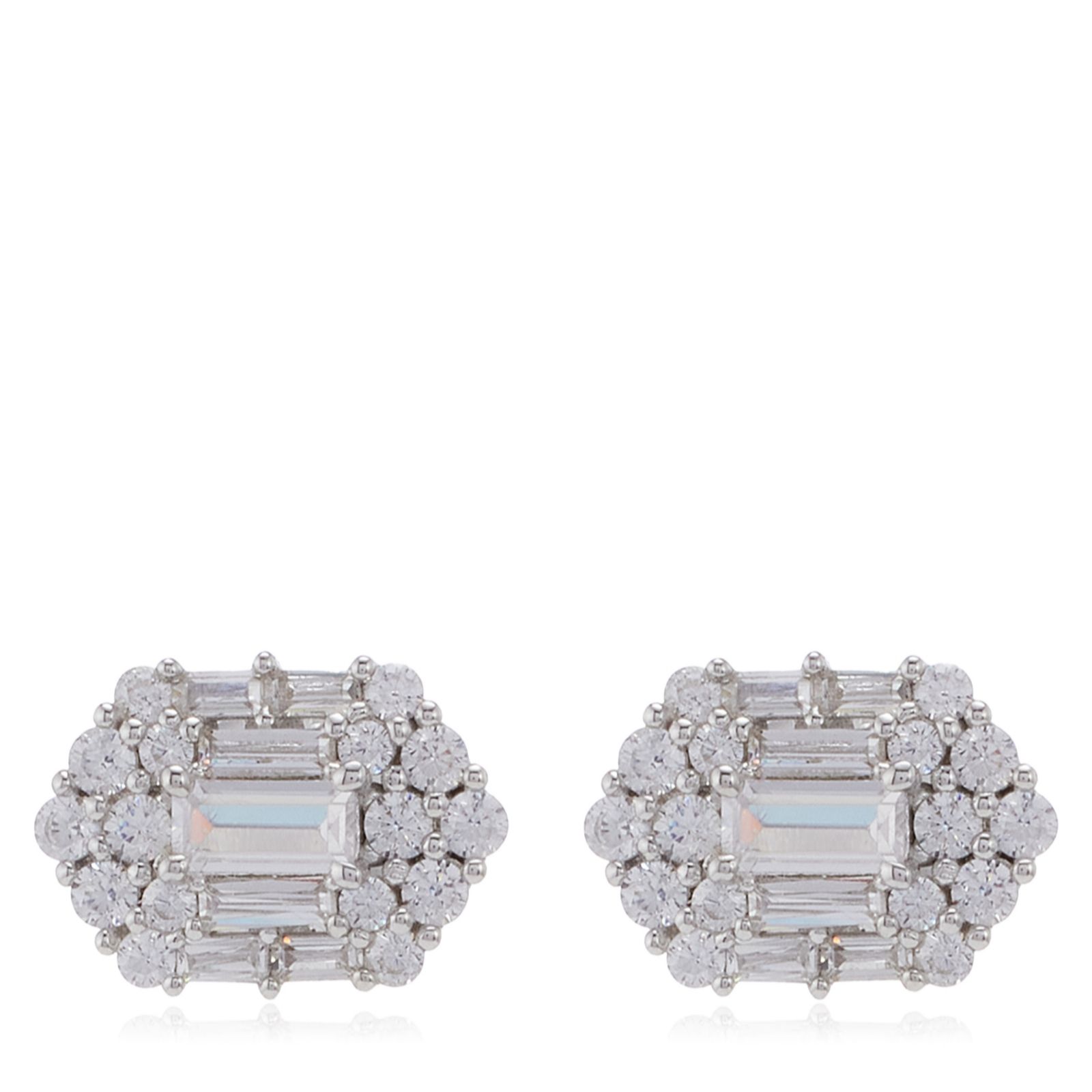 Diamonique 0.86ct tw Vintage Style Stud Earrings Sterling Silver