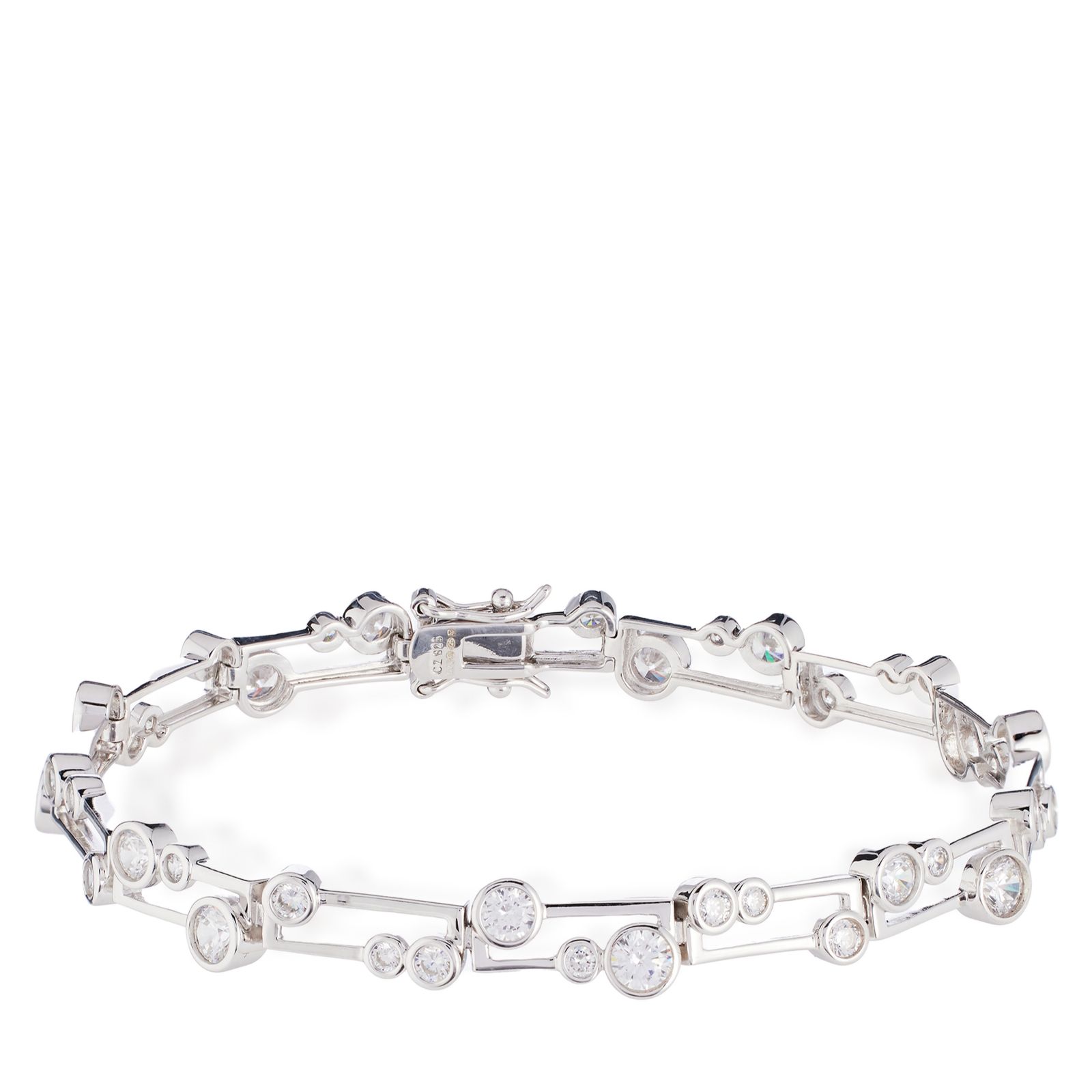 Diamonique 4ct tw Bezel Set Bracelet Sterling Silver