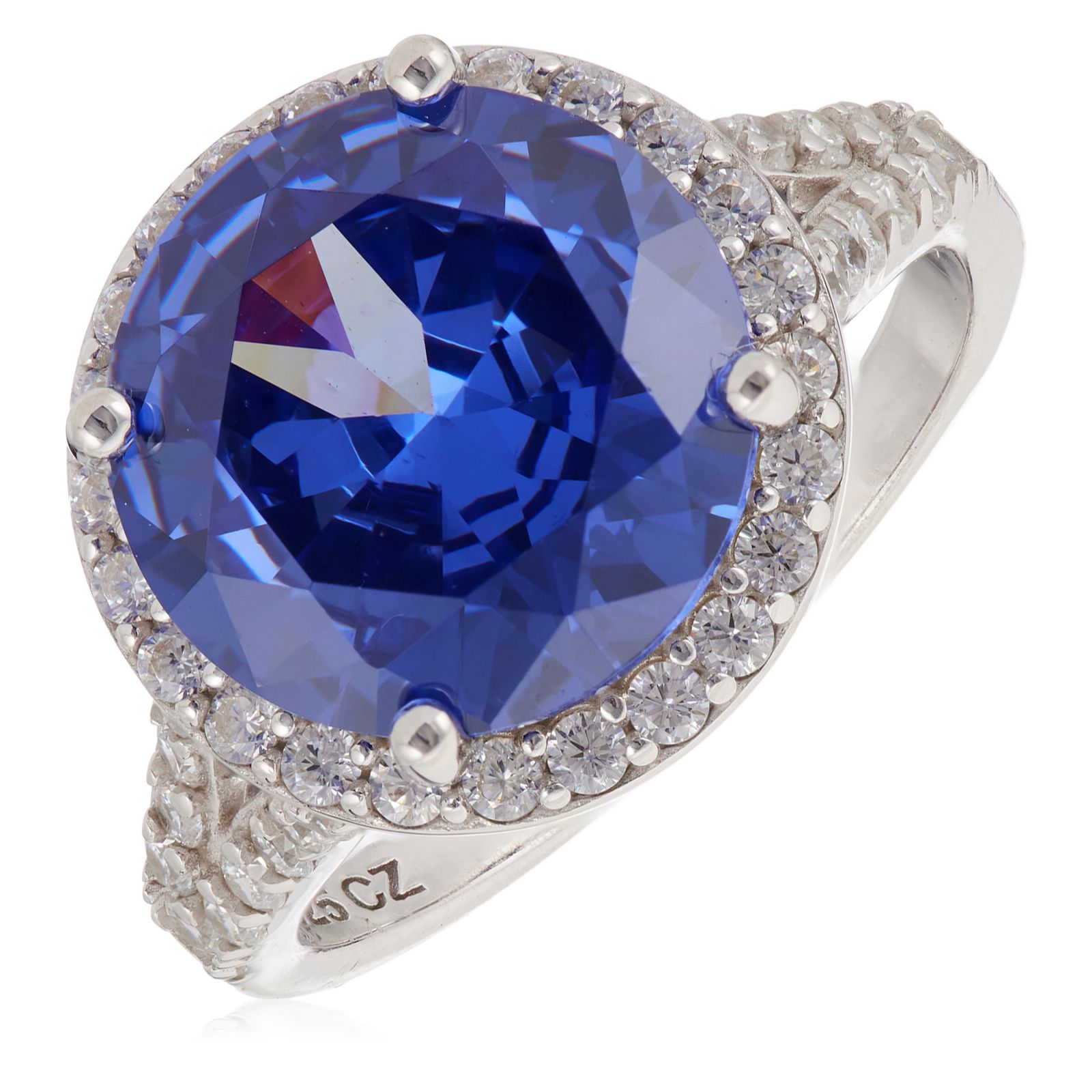 Diamonique 6.5ct Round Stone Cocktail Ring Sterling Silver