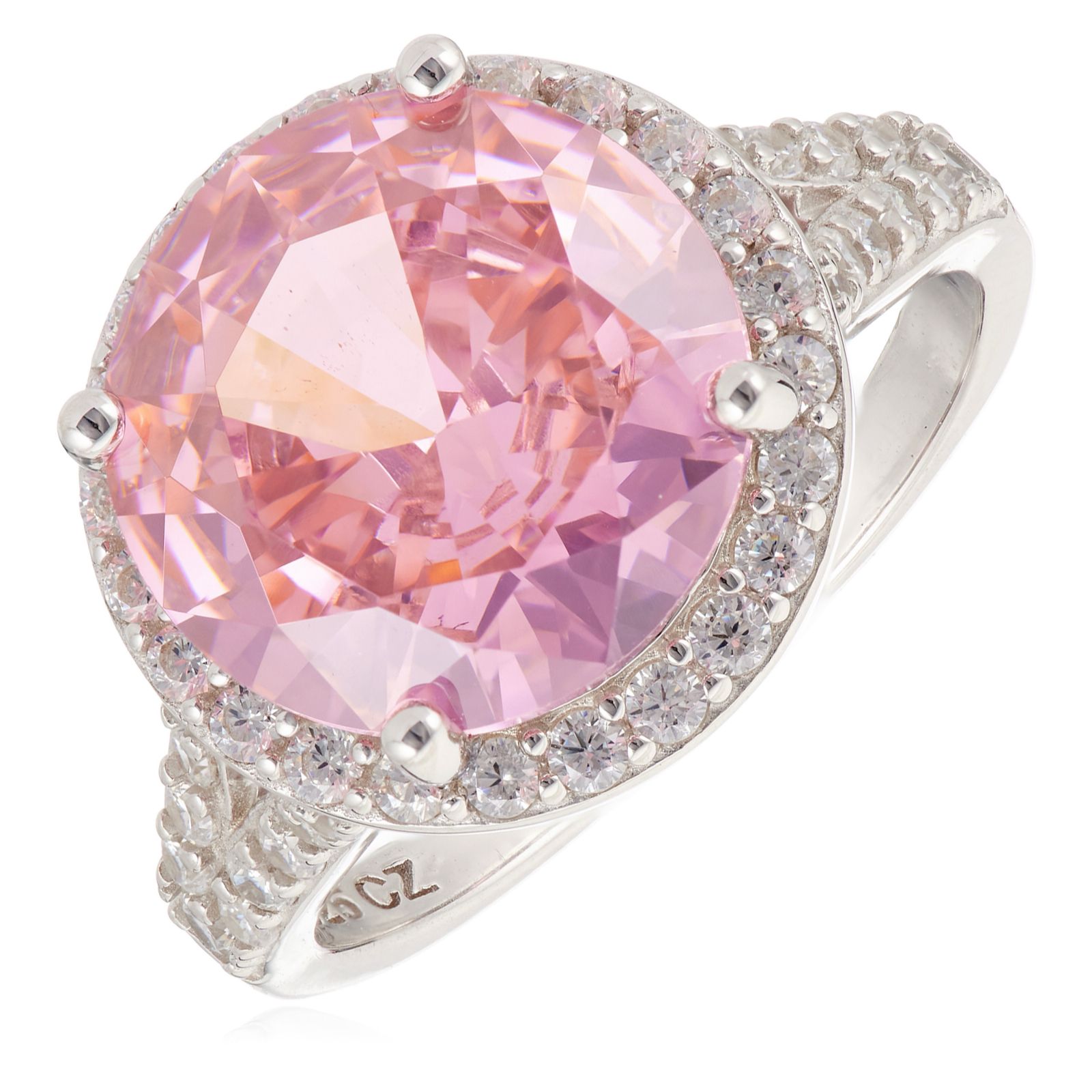 Diamonique 6.5ct Round Stone Cocktail Ring Sterling Silver