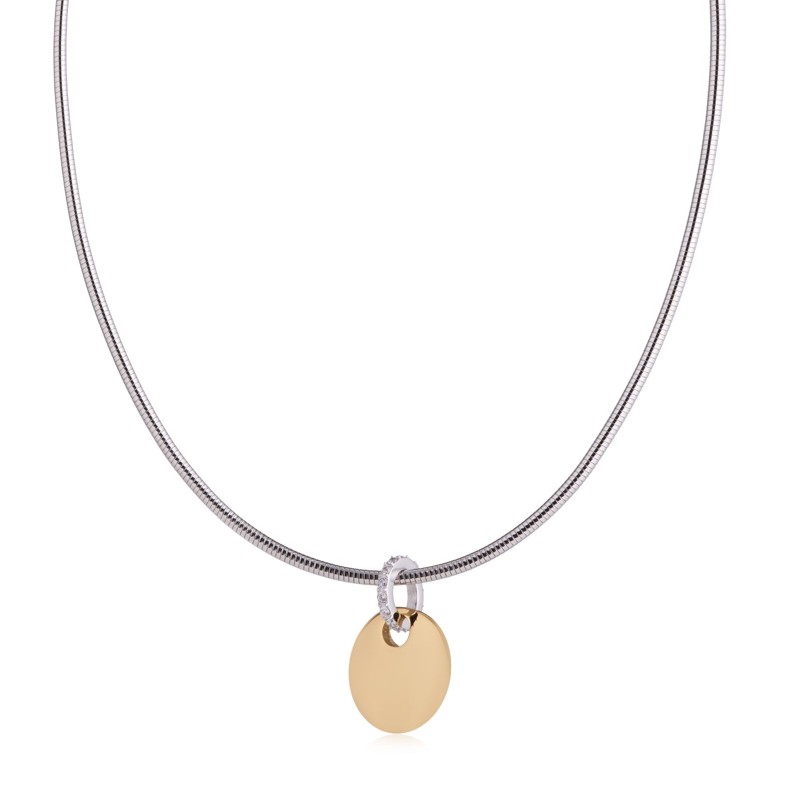 Steel by Diamonique Two Tone Torque Necklace Stainless Steel