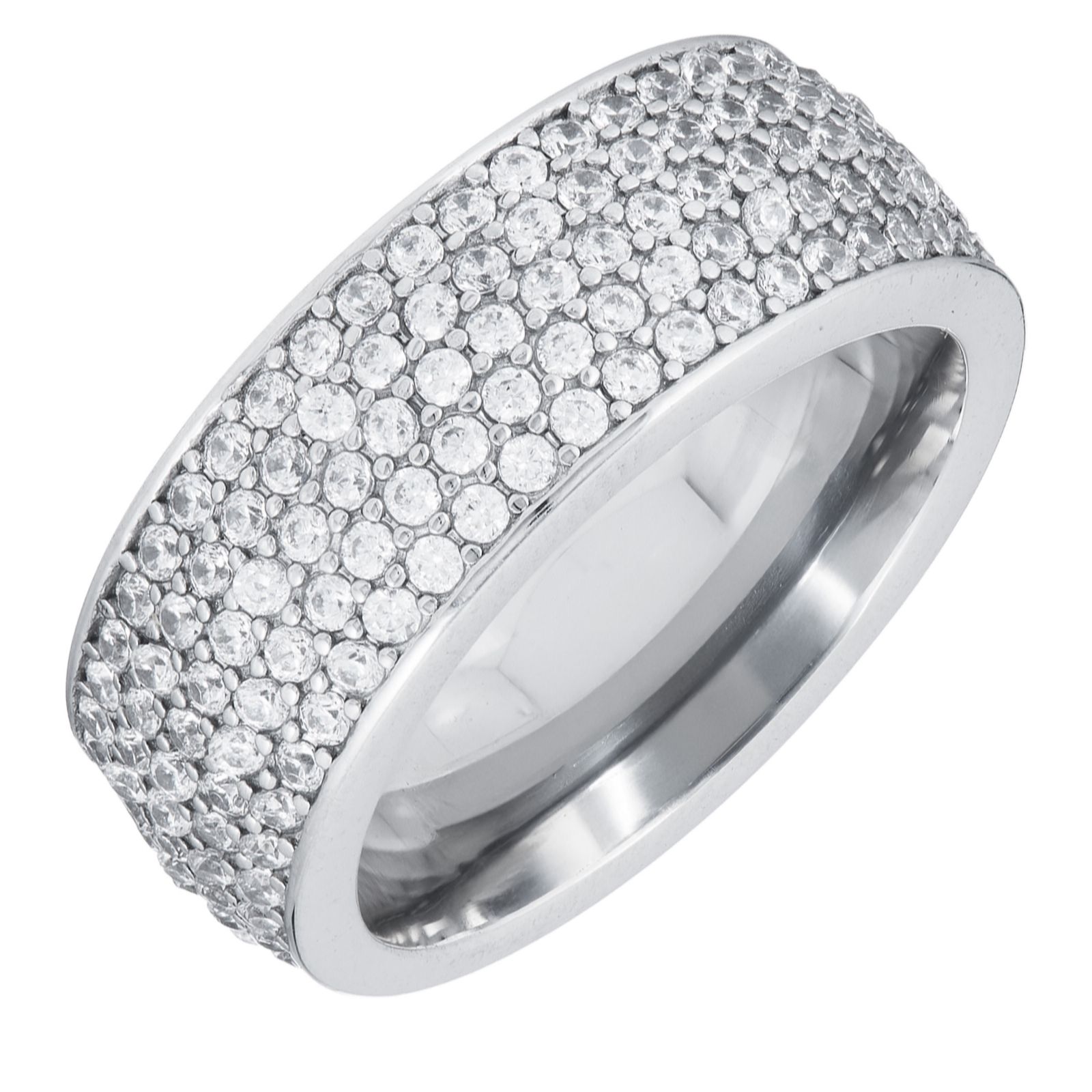Steel by Diamonique Pave Band Ring Stainless Steel