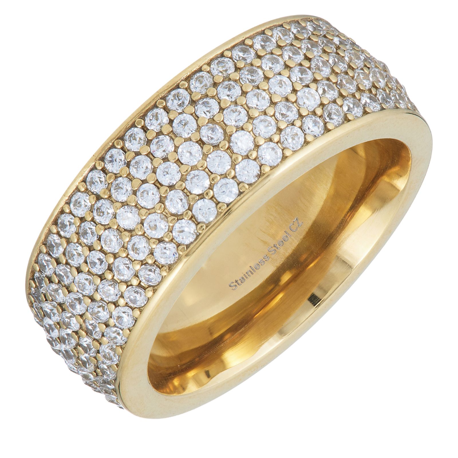 Steel by Diamonique Pave Band Ring Stainless Steel