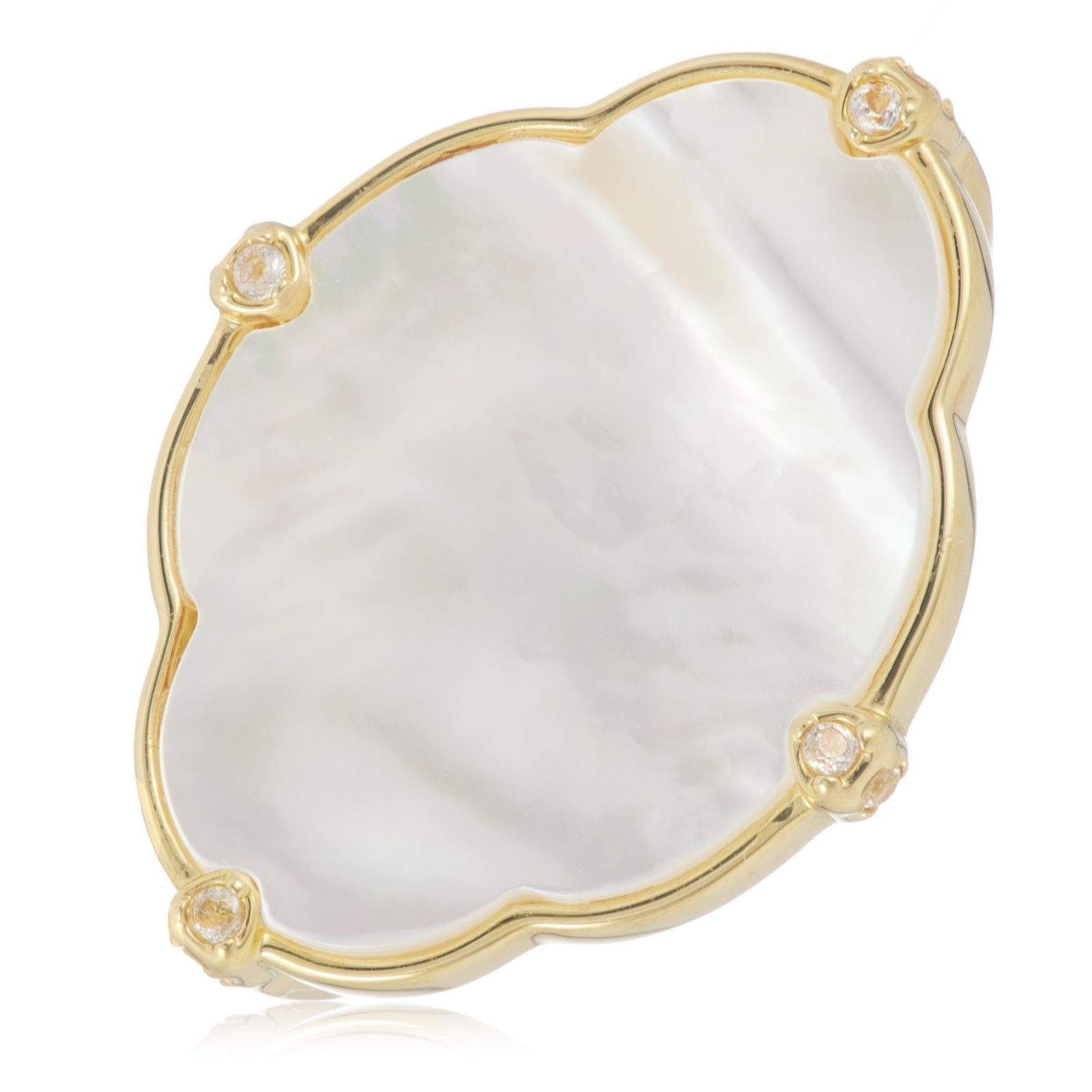 Lara Pearl Mother of Pearl White Topaz Ring