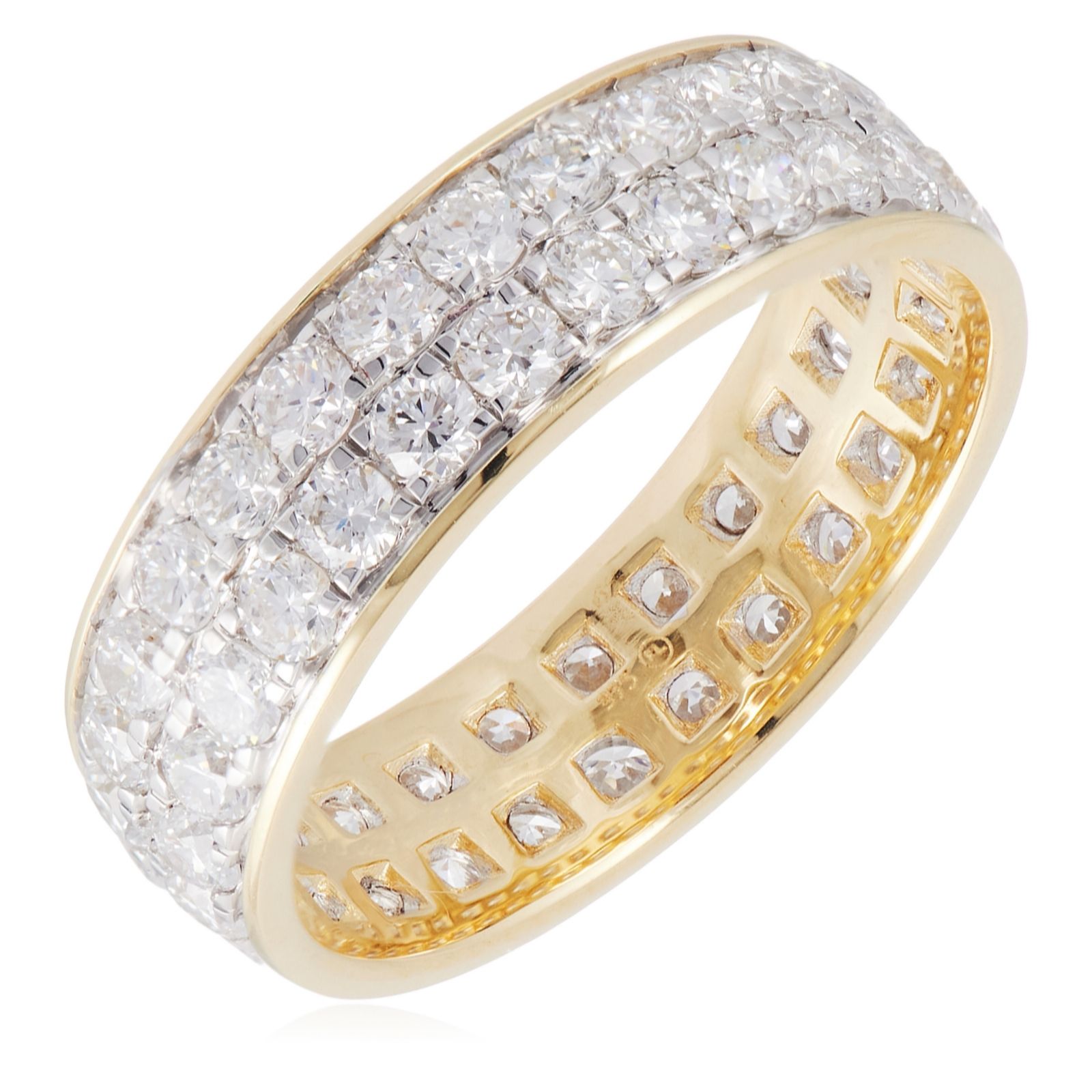 Fire Light 2ct Lab Grown Diamond 2 Row Full Eternity Band Ring 9ct Gold