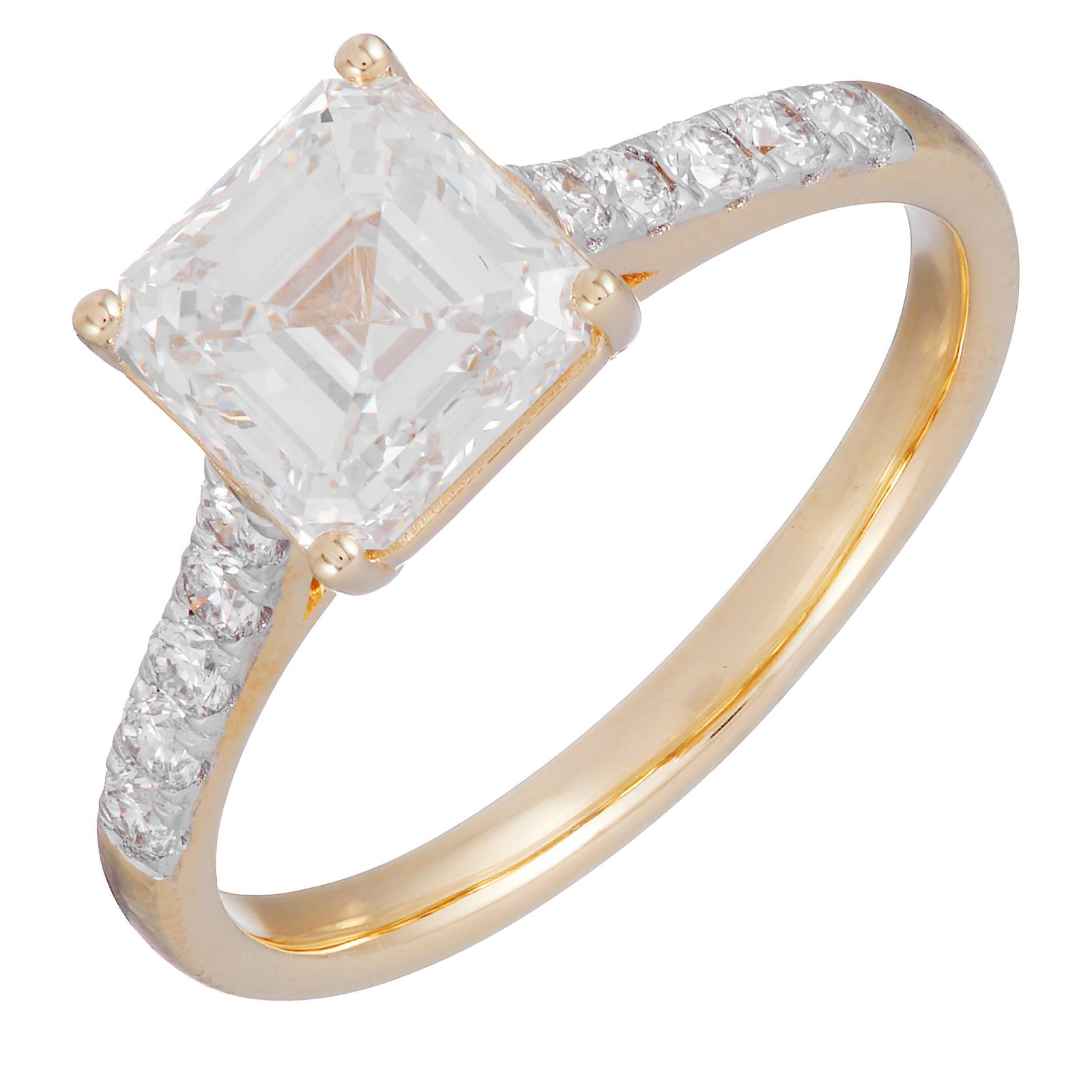Firelight 2.25ct Lab Grown Diamond Asscher Cut Solitaire Ring 9ct Gold