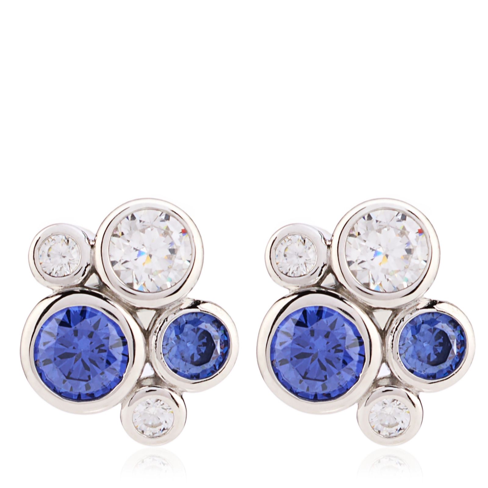 Diamonique 1.6ct Blue Bubble Stud Earrings Sterling Silver
