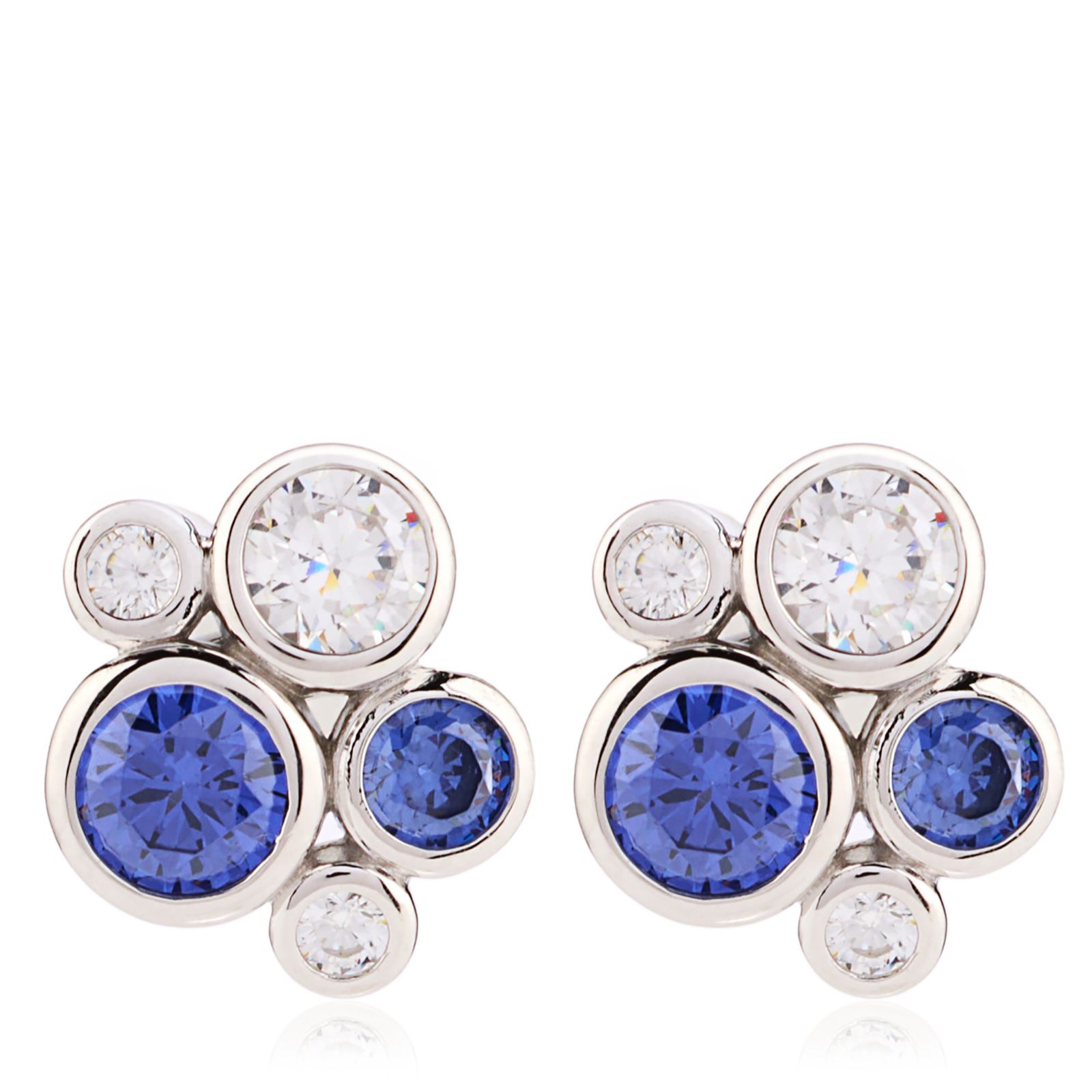 Diamonique 1.6ct Blue Bubble Stud Earrings Sterling Silver