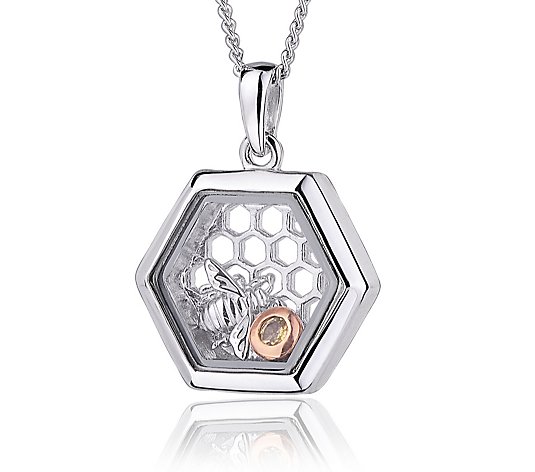 Clogau Honey Bee Inner Charm Pendant Sterling Silver & 9ct Gold