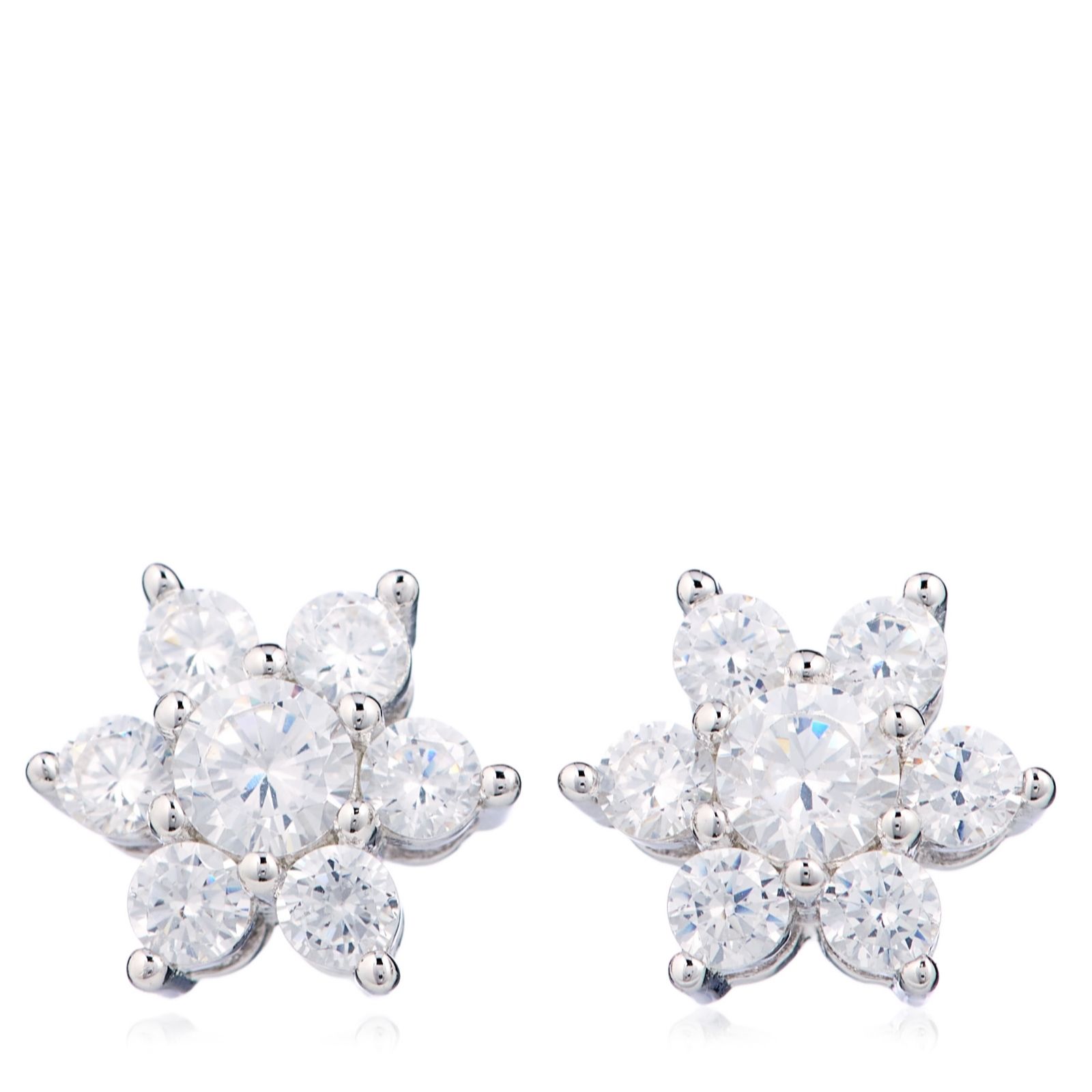 Diamonique 0.5ct tw Cluster Stud Earrings Sterling Silver
