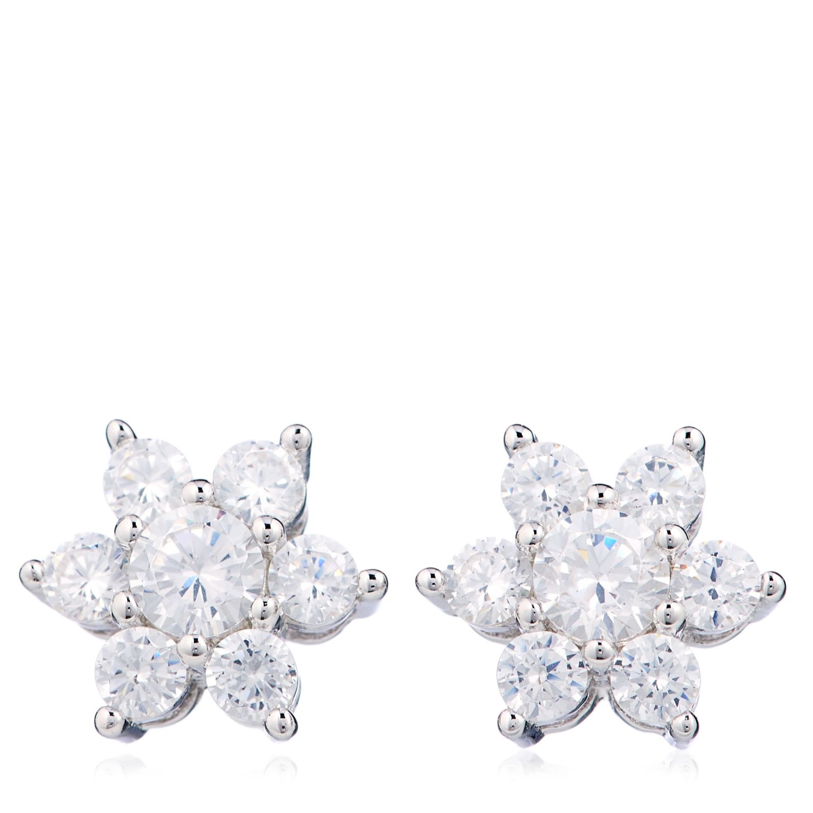 Diamonique 0.5ct tw Cluster Stud Earrings Sterling Silver