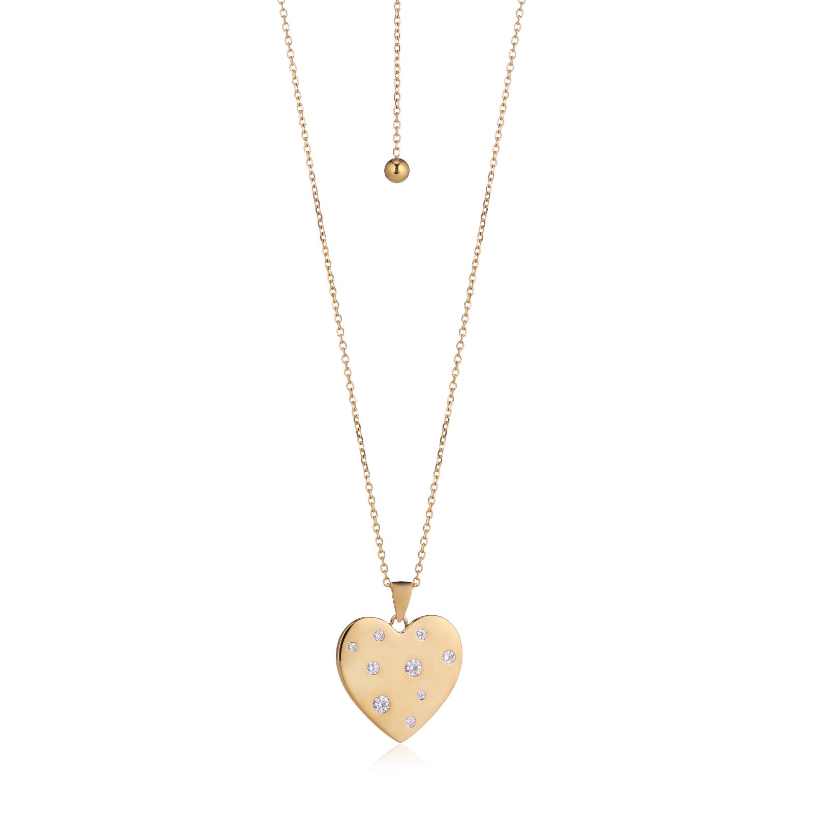 Steel by Diamonique Scattered Heart Pendant Necklace Stainless Steel