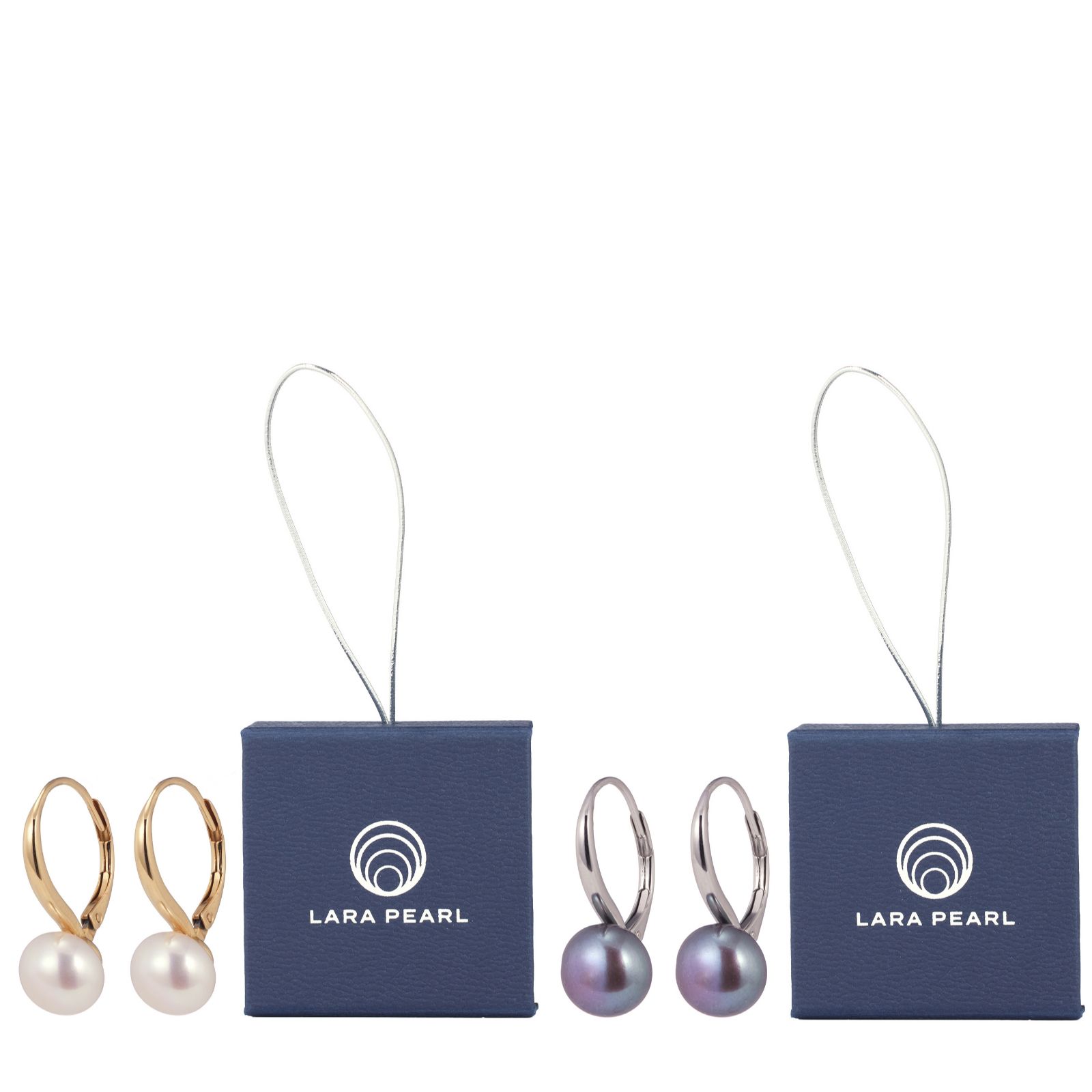 Lara Pearl Set of 2 8-9mm Button Pearls Leverback Earrings in Gift Box
