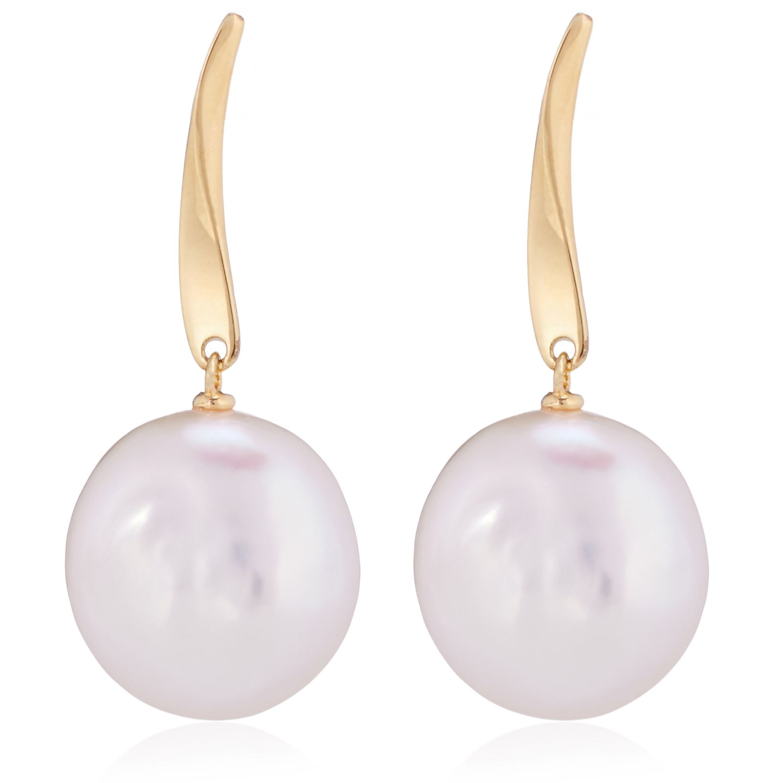 Lara Pearl Private Reserve 14mm Coin Pearl Drop Earrings Sterling Silver