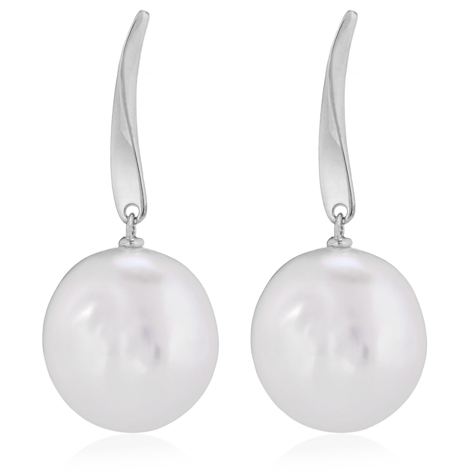 Lara Pearl Private Reserve 14mm Coin Pearl Drop Earrings Sterling Silver