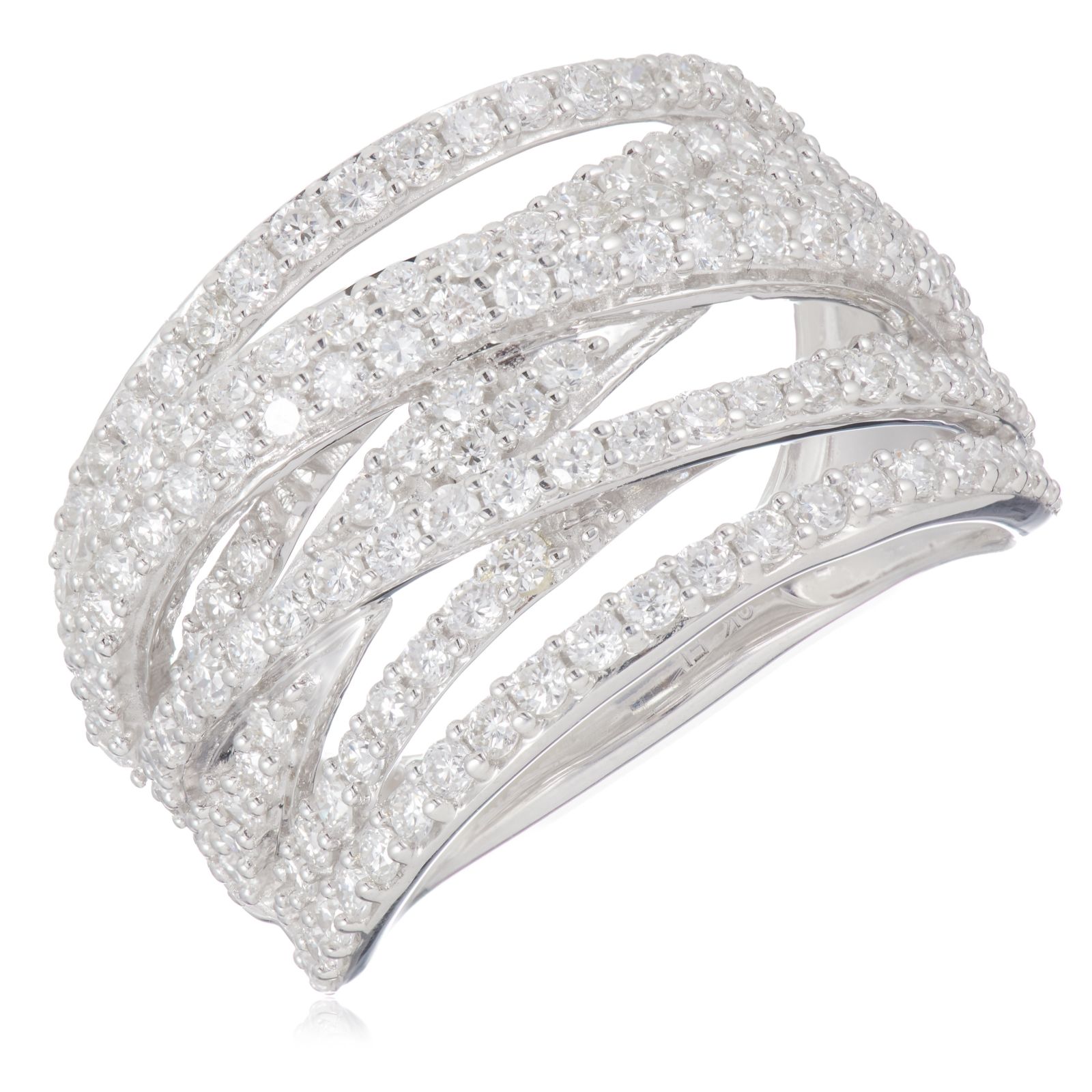 Fire Light 1.5ct Lab Grown Diamond Multi Row Cross Over Ring 9ct Gold