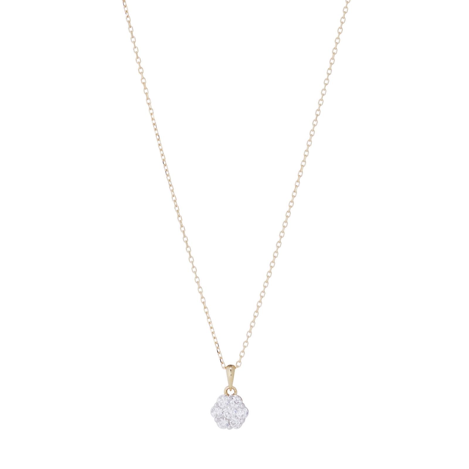 0.30ct Diamond Cluster Pendant and Chain 9ct Gold