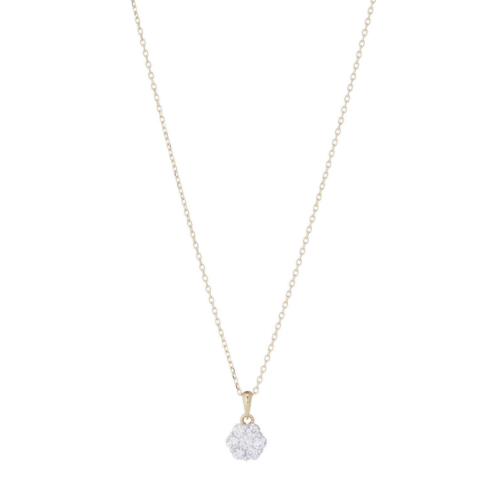 0.30ct Diamond Cluster Pendant and Chain 9ct Gold