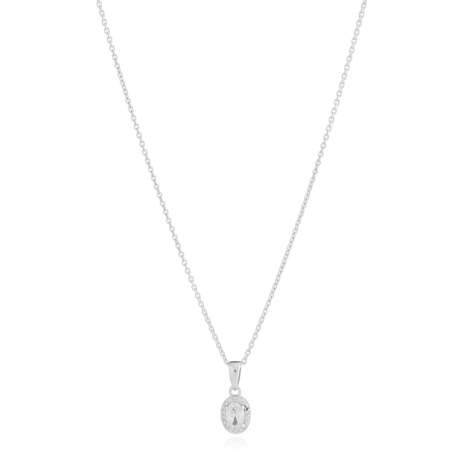 Diamonique 0.59ct tw Halo Oval Pendant Necklace