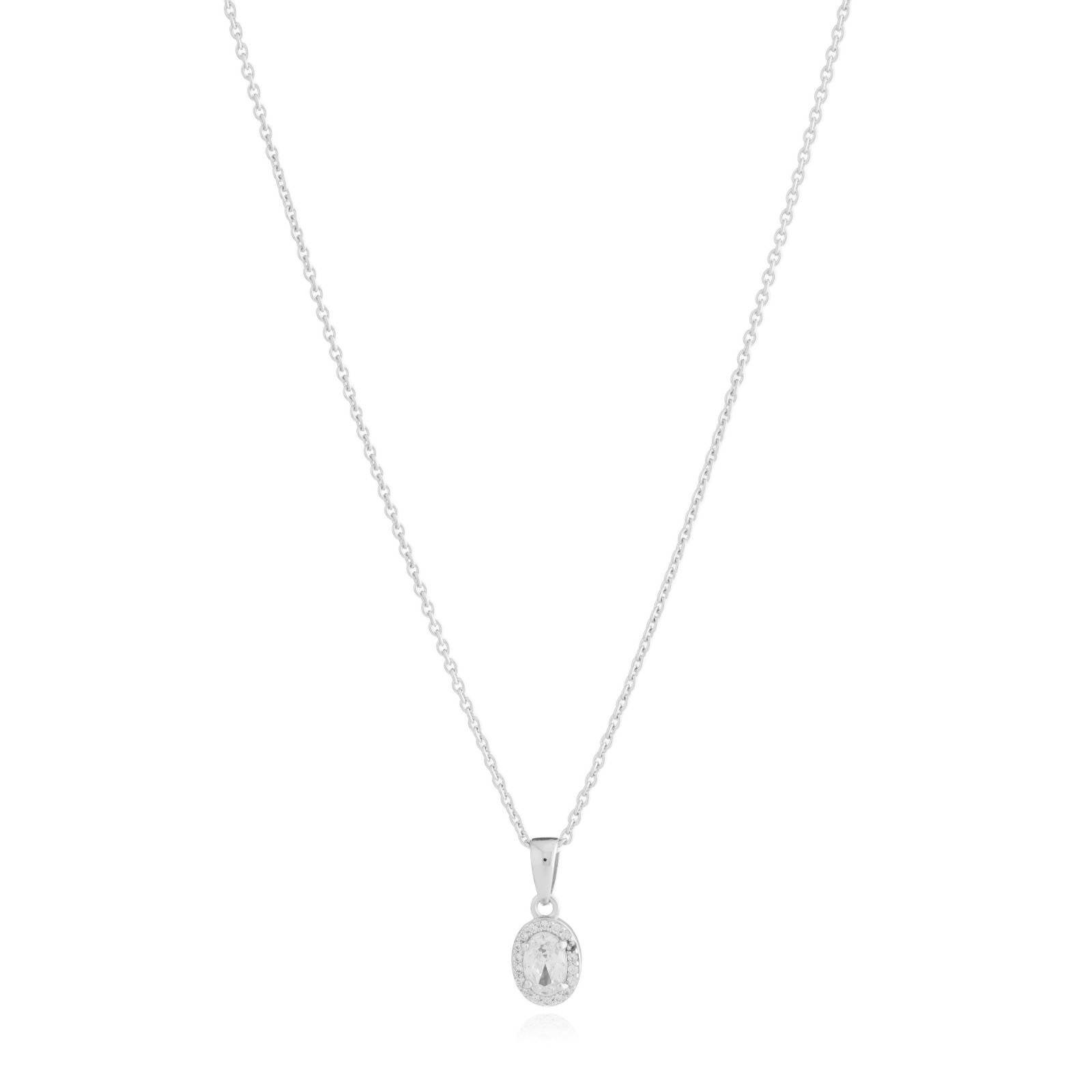 Diamonique 0.59ct tw Halo Oval Pendant Necklace