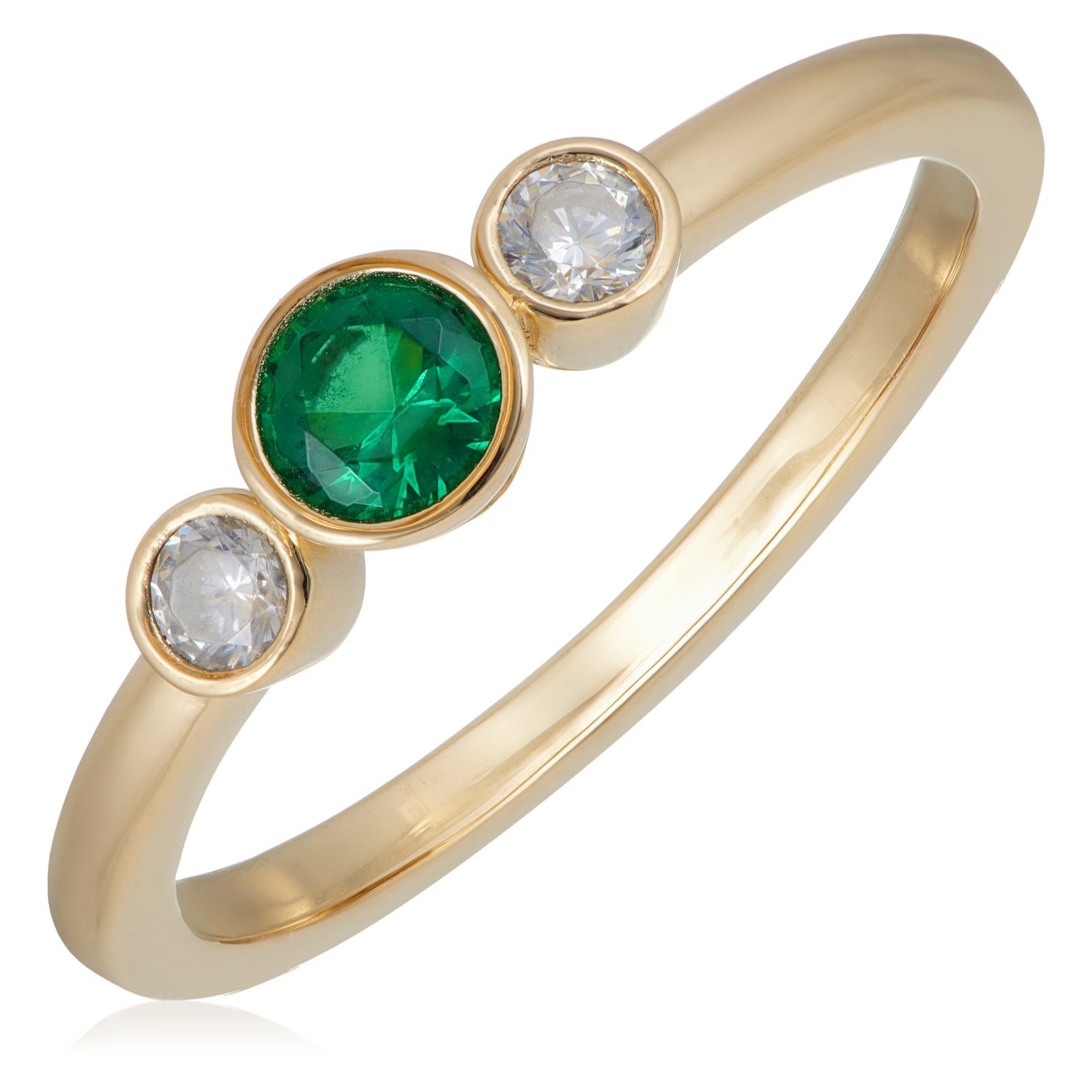 Diamonique 0.4ct tw Simulated Gemstone Trilogy Ring Sterling Silver